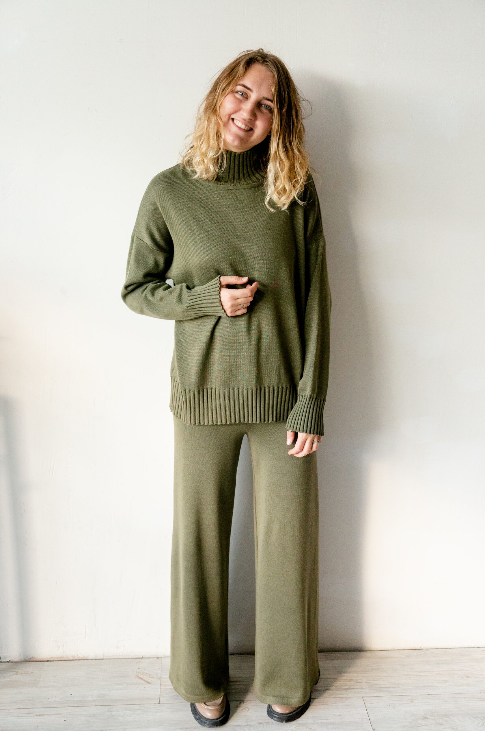 Брюки трикотаж хаки XS-S