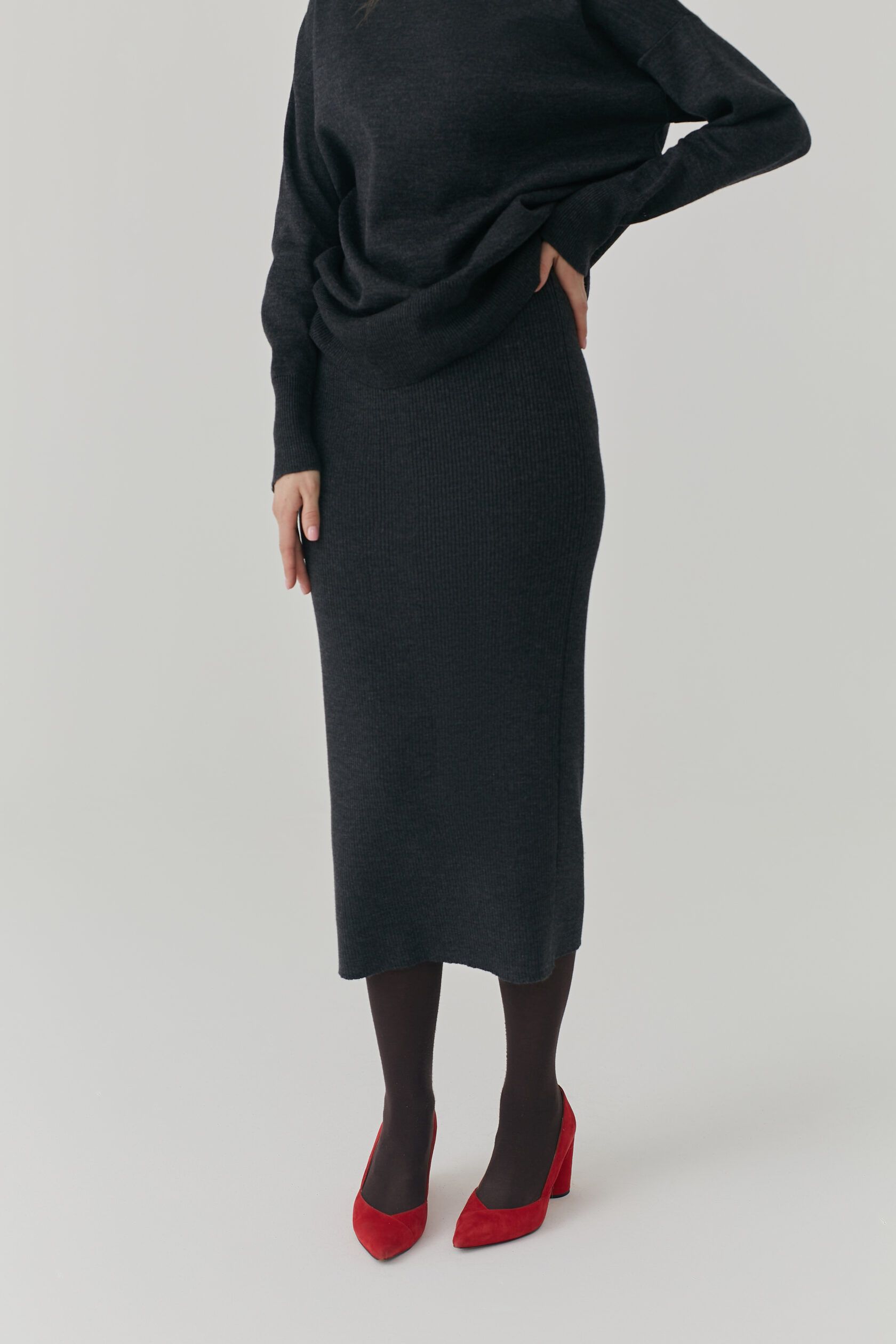 Юбка трикотажная маренго миди one size