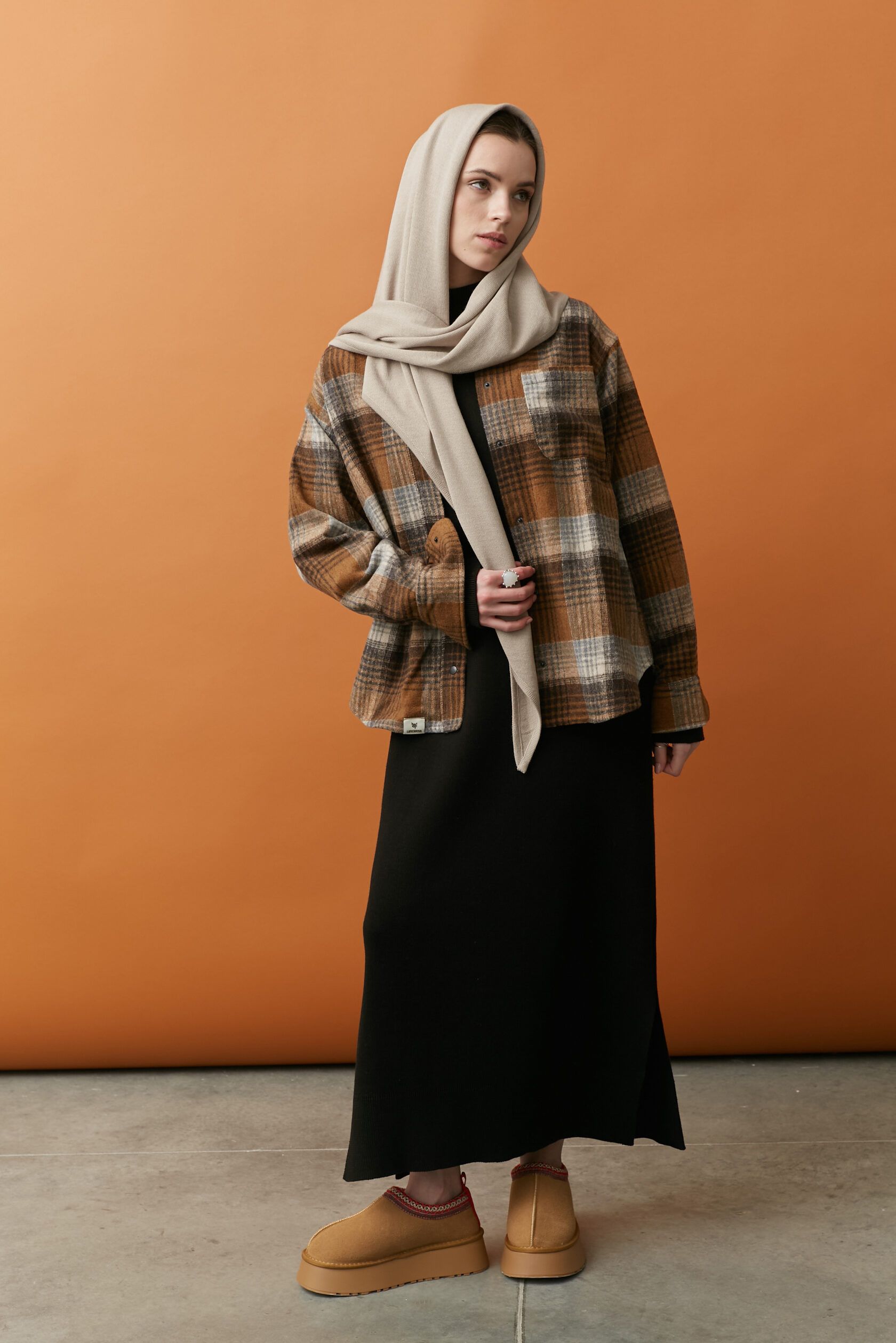 Рубашка женская oversize фланель клетка ириска M-L