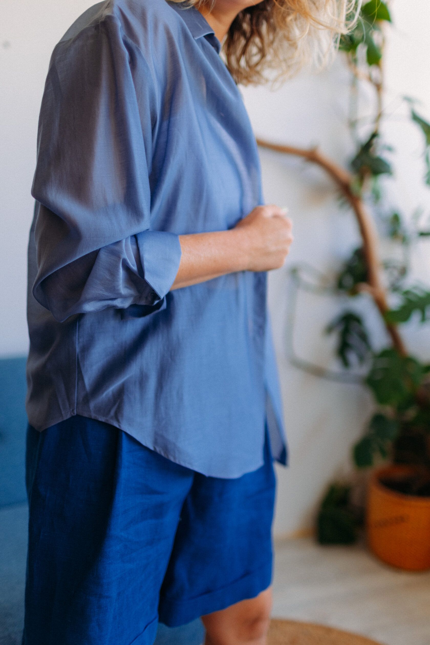 Рубашка женская из тенсела джинс one size