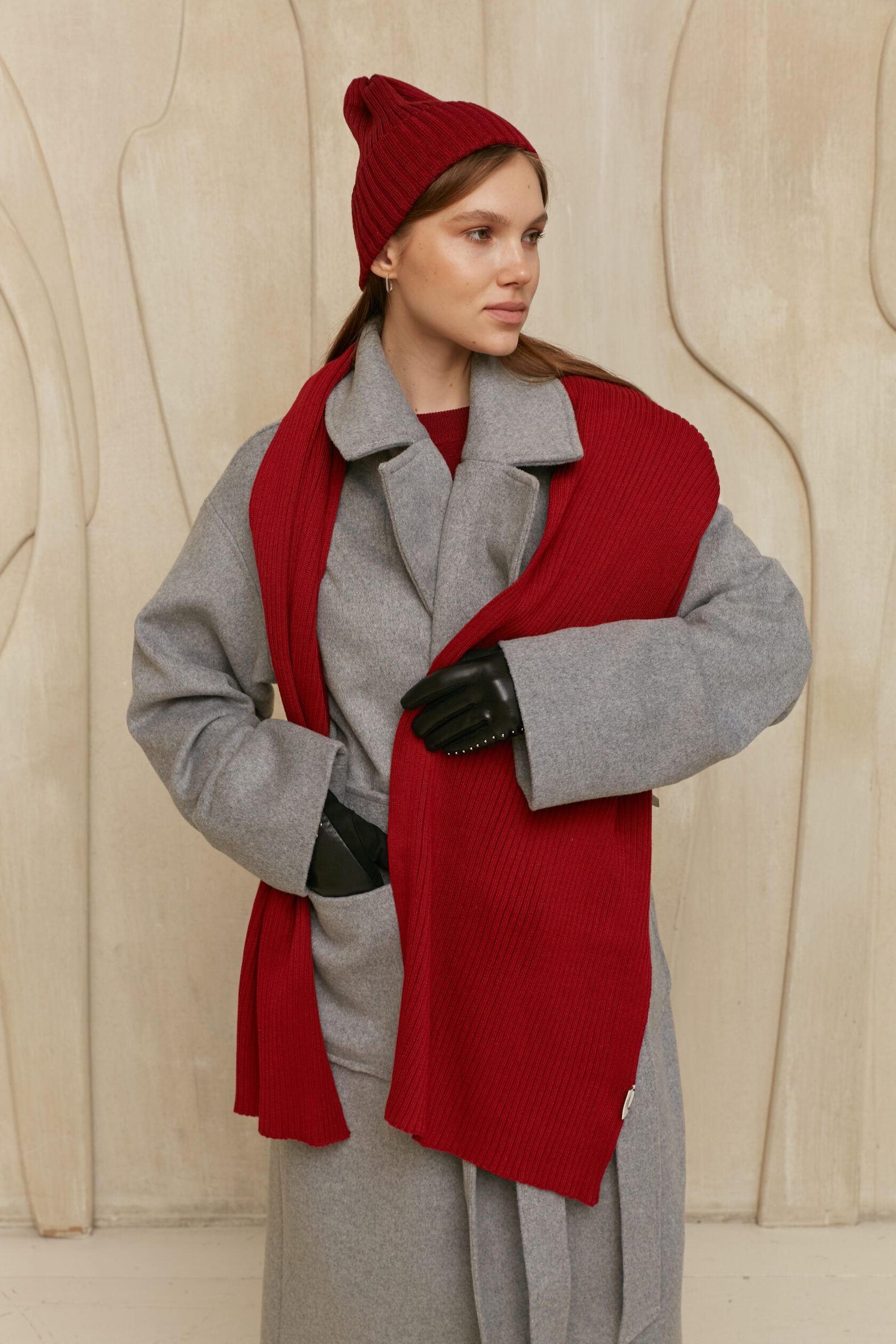 Шарф взрослый бургунди S-L