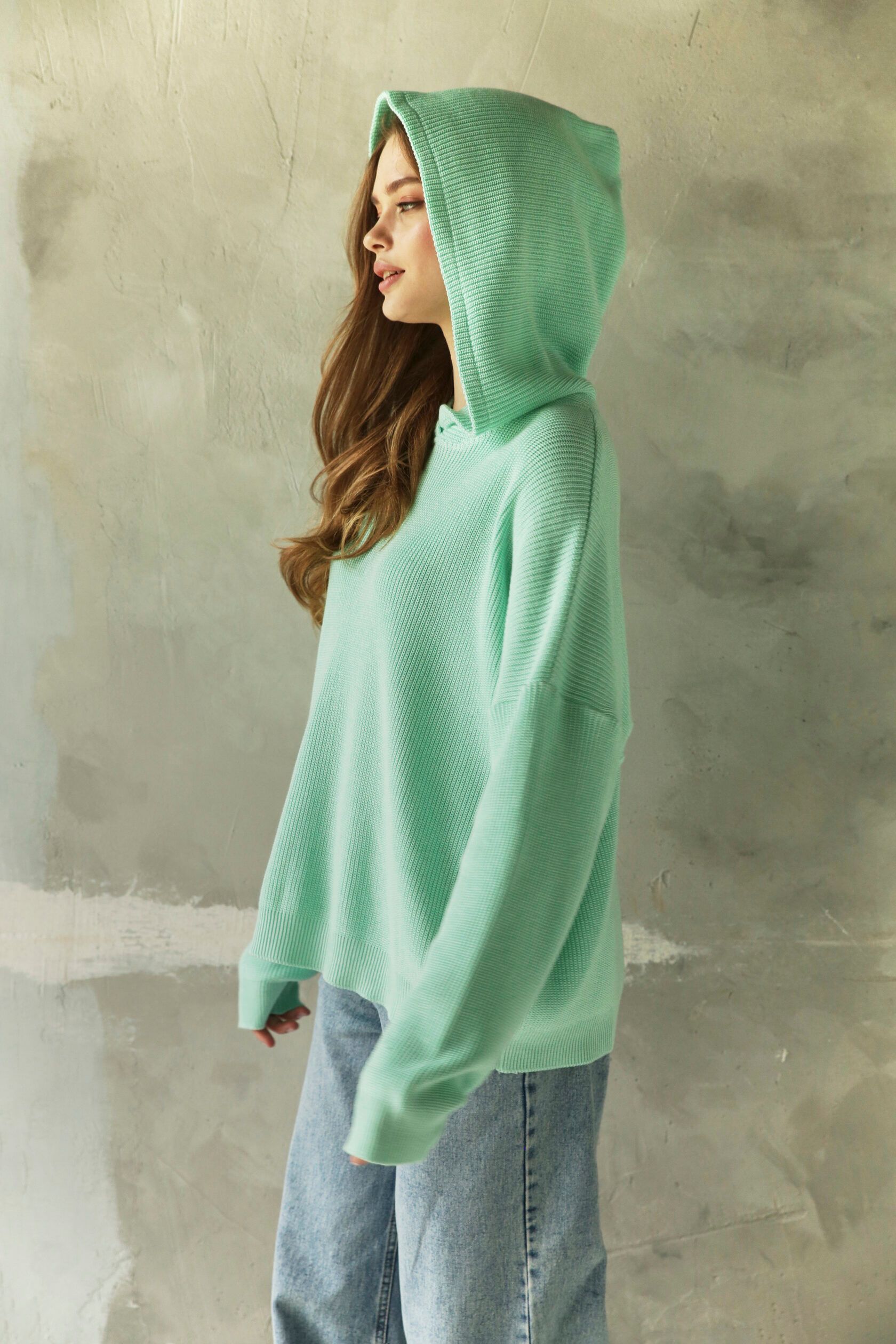 Худи женское с капюшоном мята one size