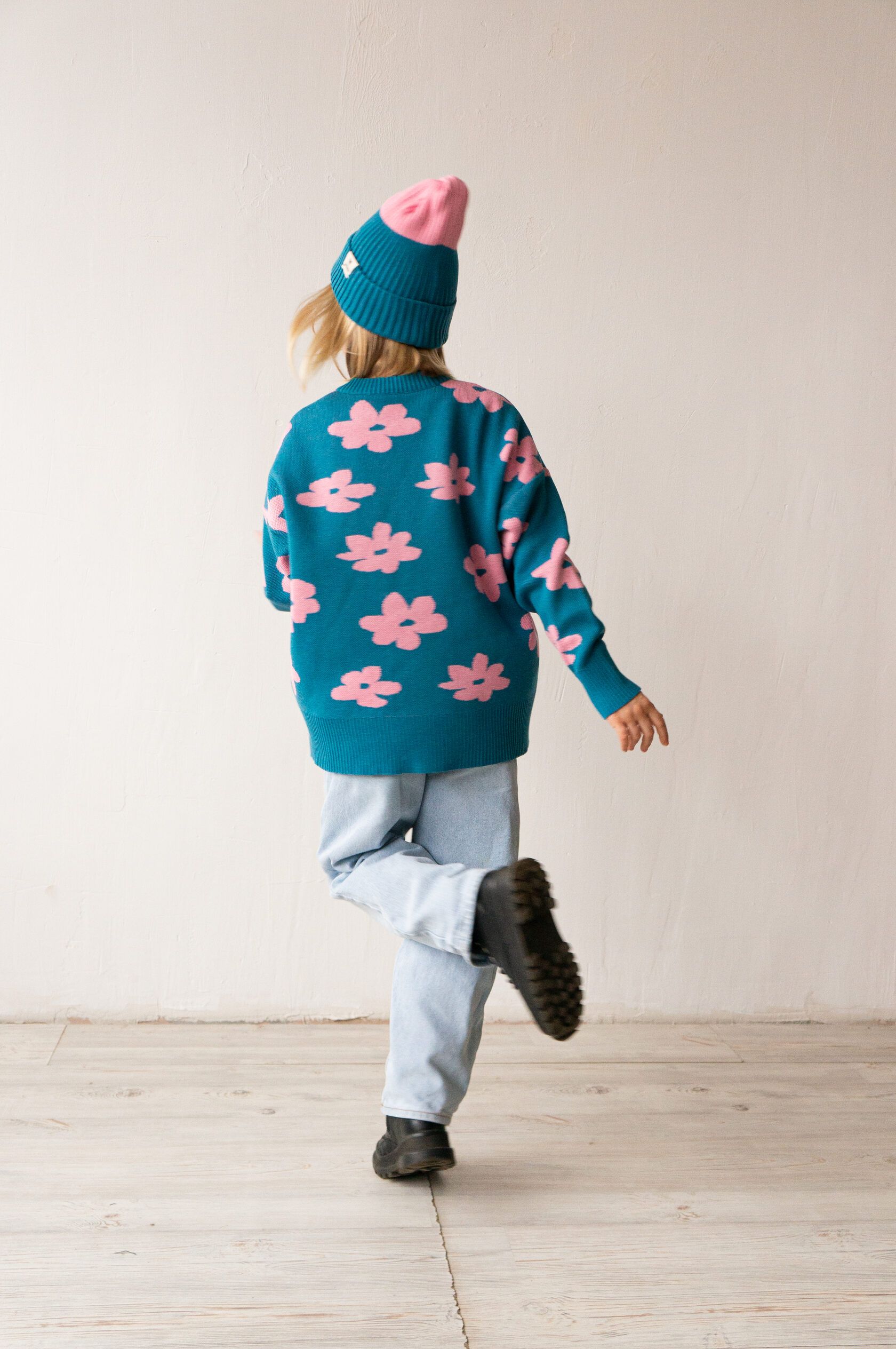 Джемпер детский Ромашки морская волна рост 140-150 см