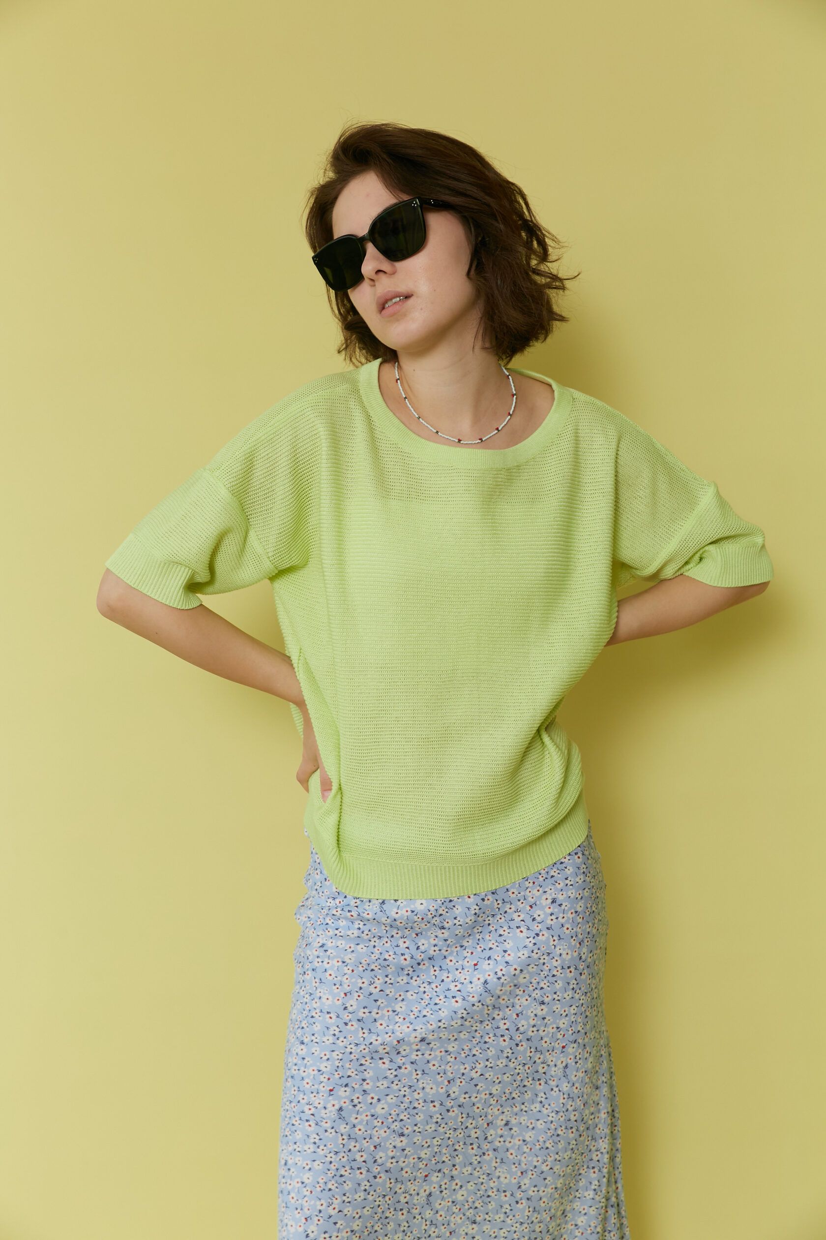 Футболка трикотаж лайм one size