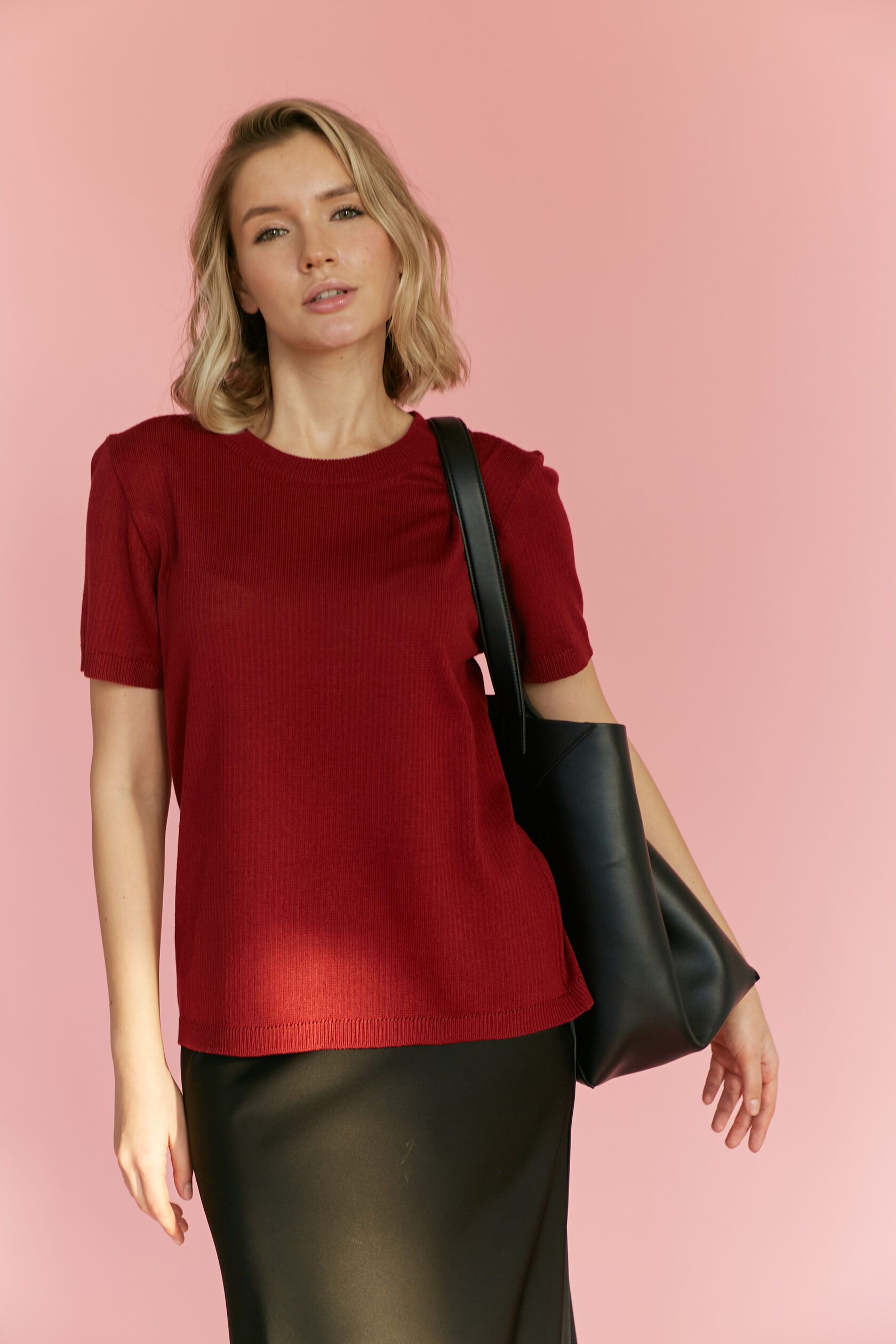 Футболка трикотажная косичка бургунди L-XL