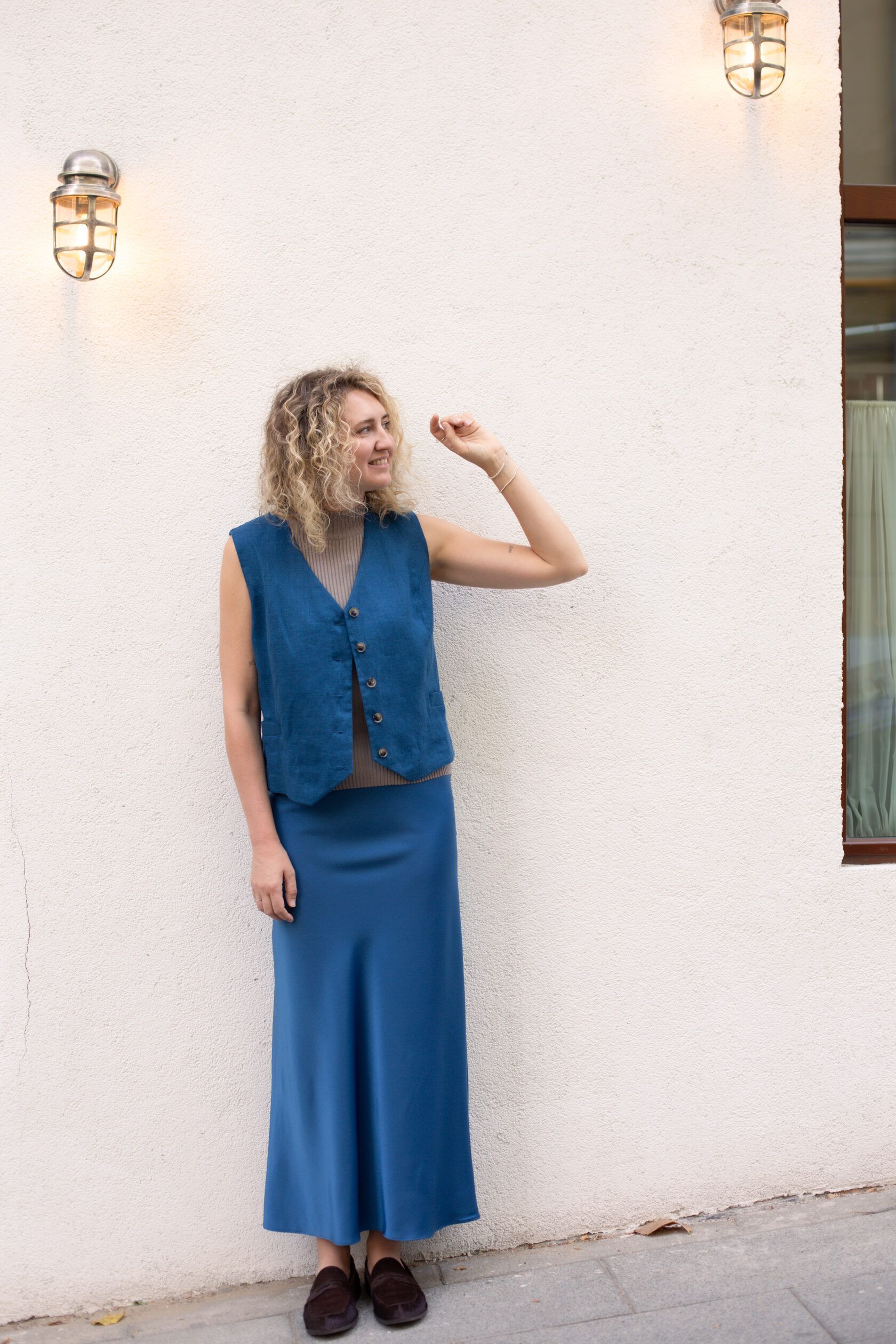 Юбка макси атлас индиго L