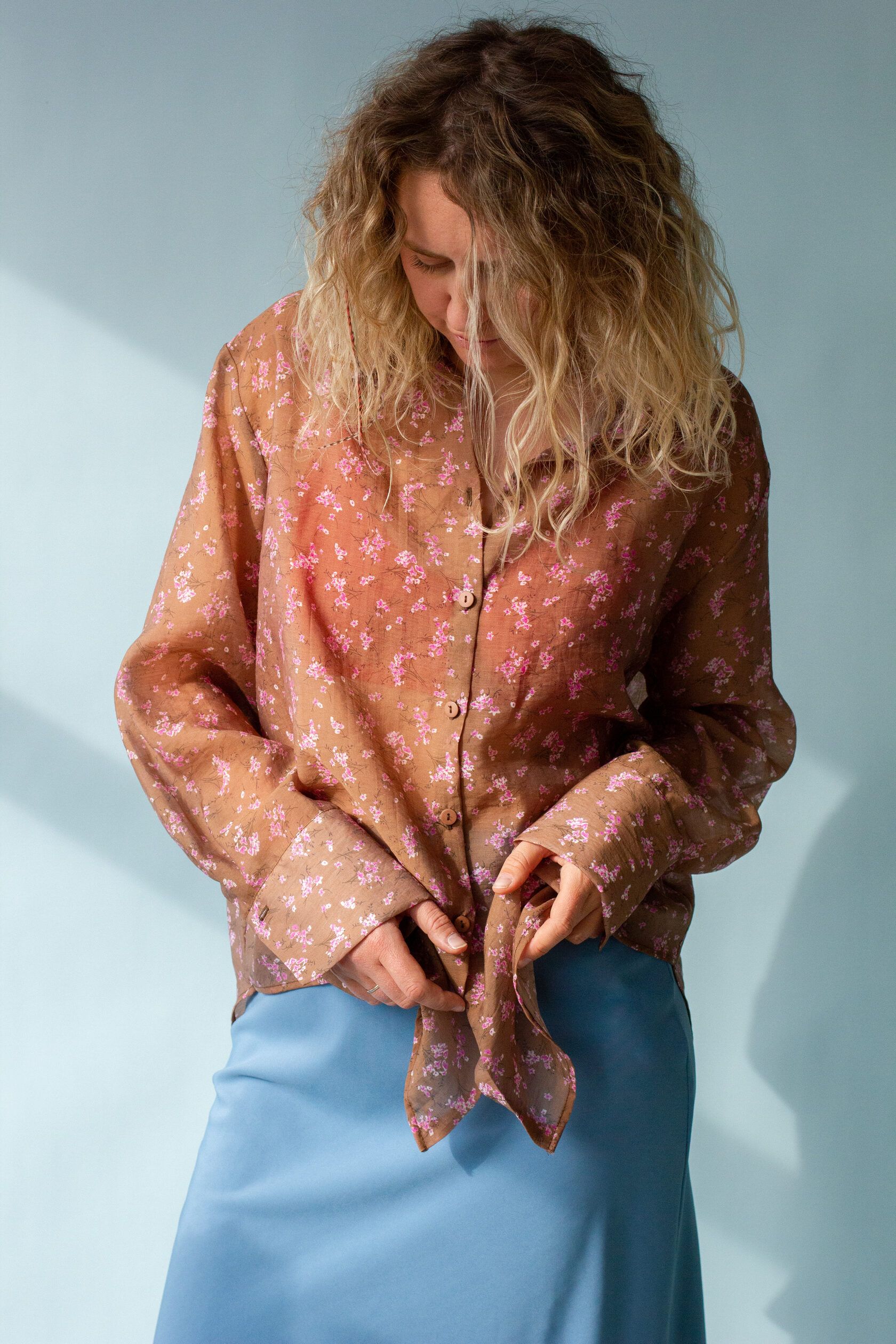 Рубашка женская из тенсела ириска one size