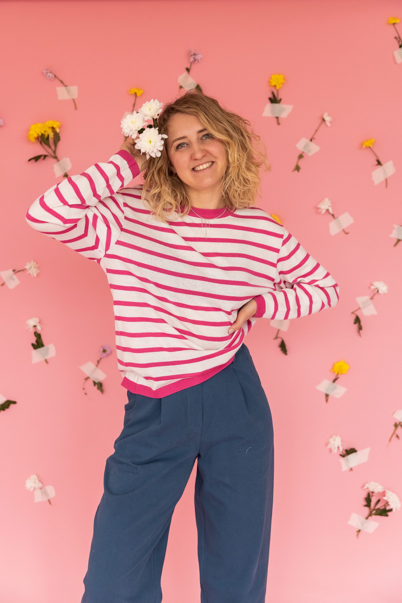 Тельняшка тонкая фуксия L