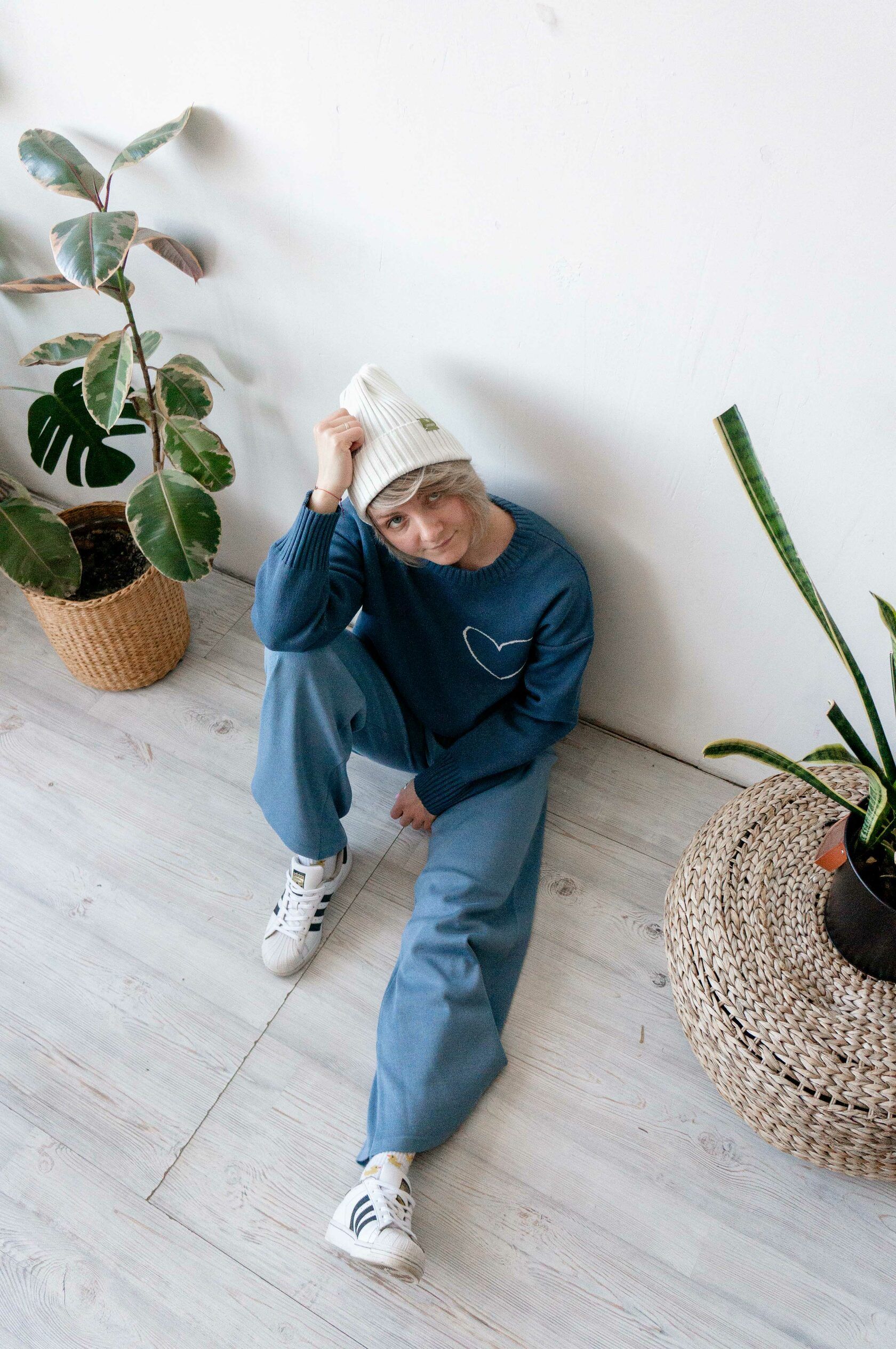 Брюки трикотаж голубой XS-S