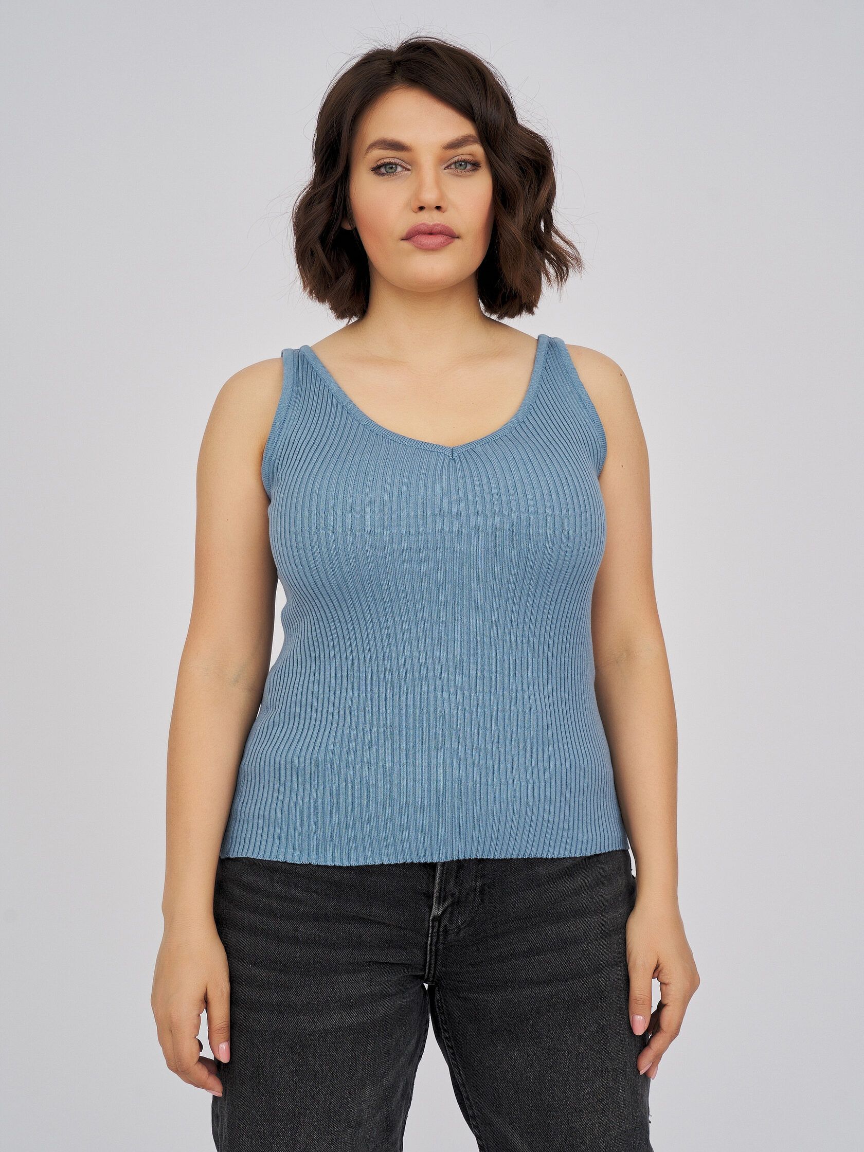 Топ в рубчик голубой M