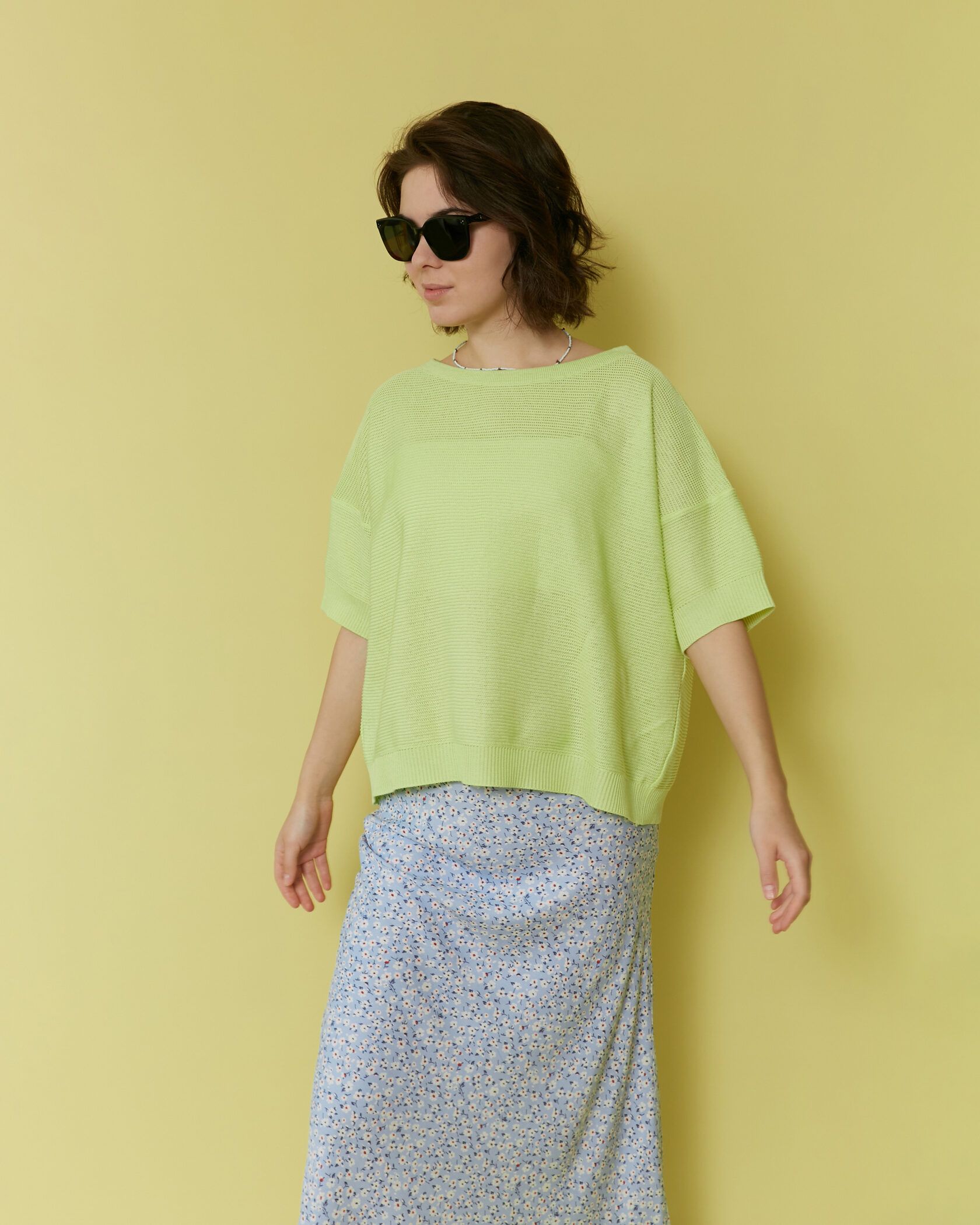 Футболка трикотаж лайм one size