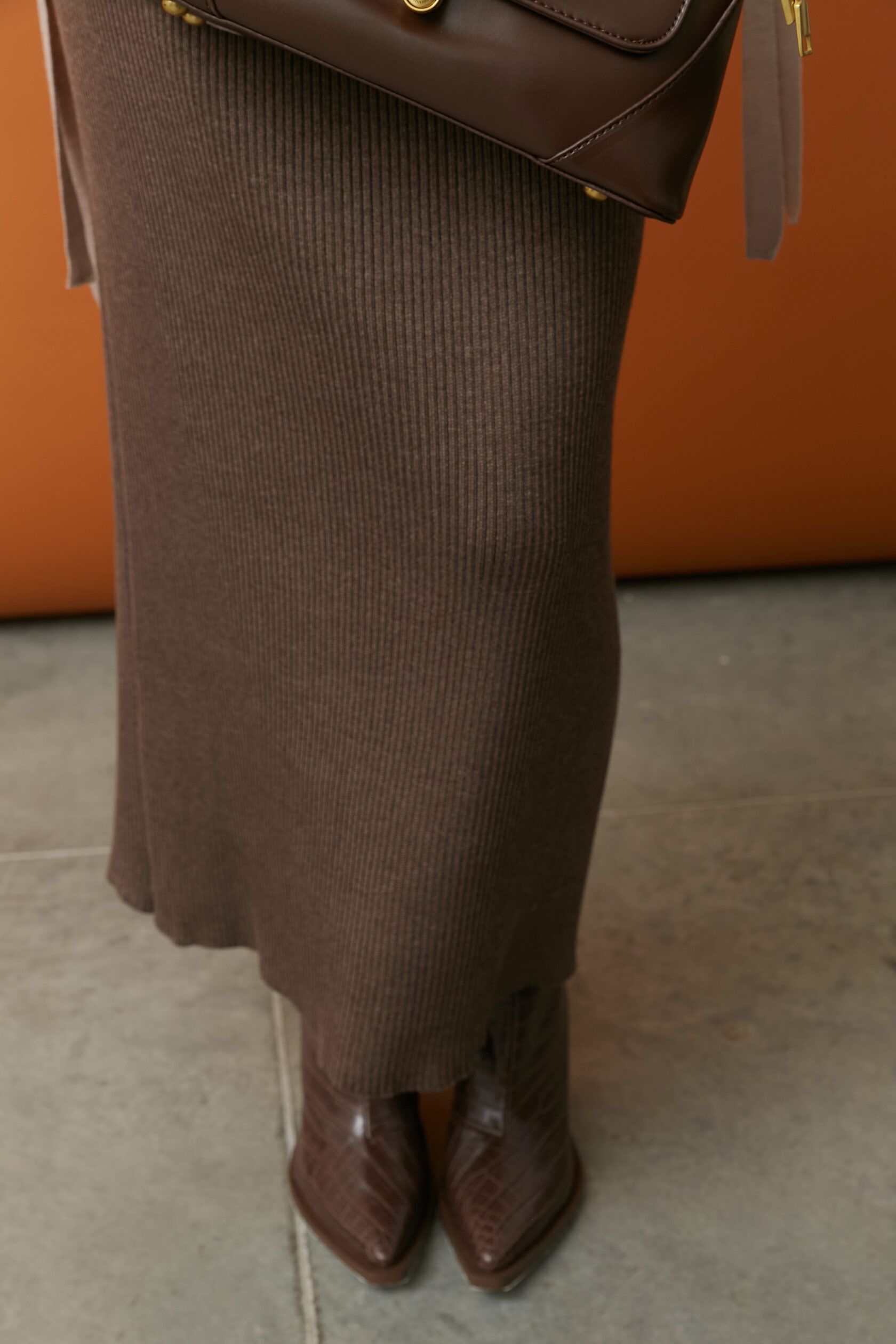 Юбка трикотажная тауп миди one size