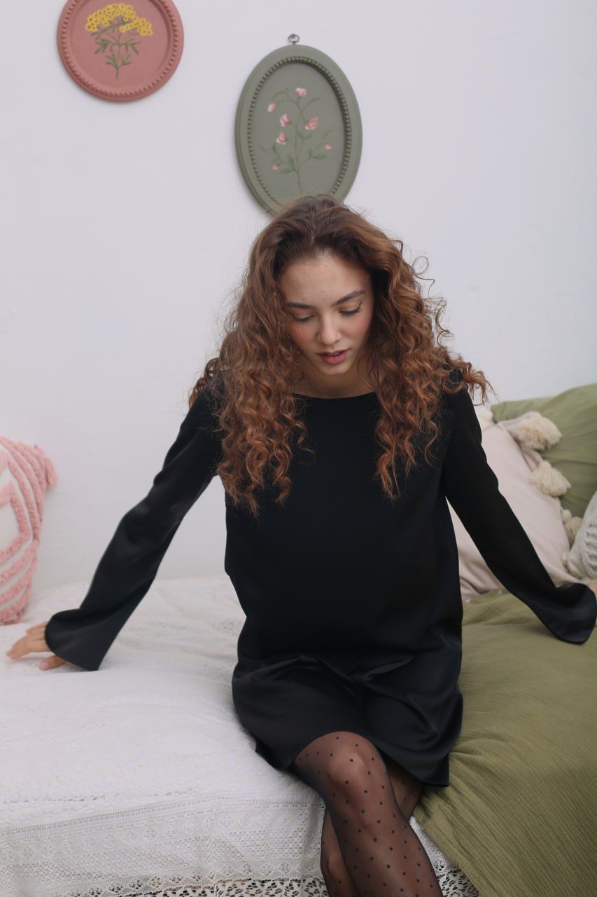 Платье Агата мини искусственный шелк черный M