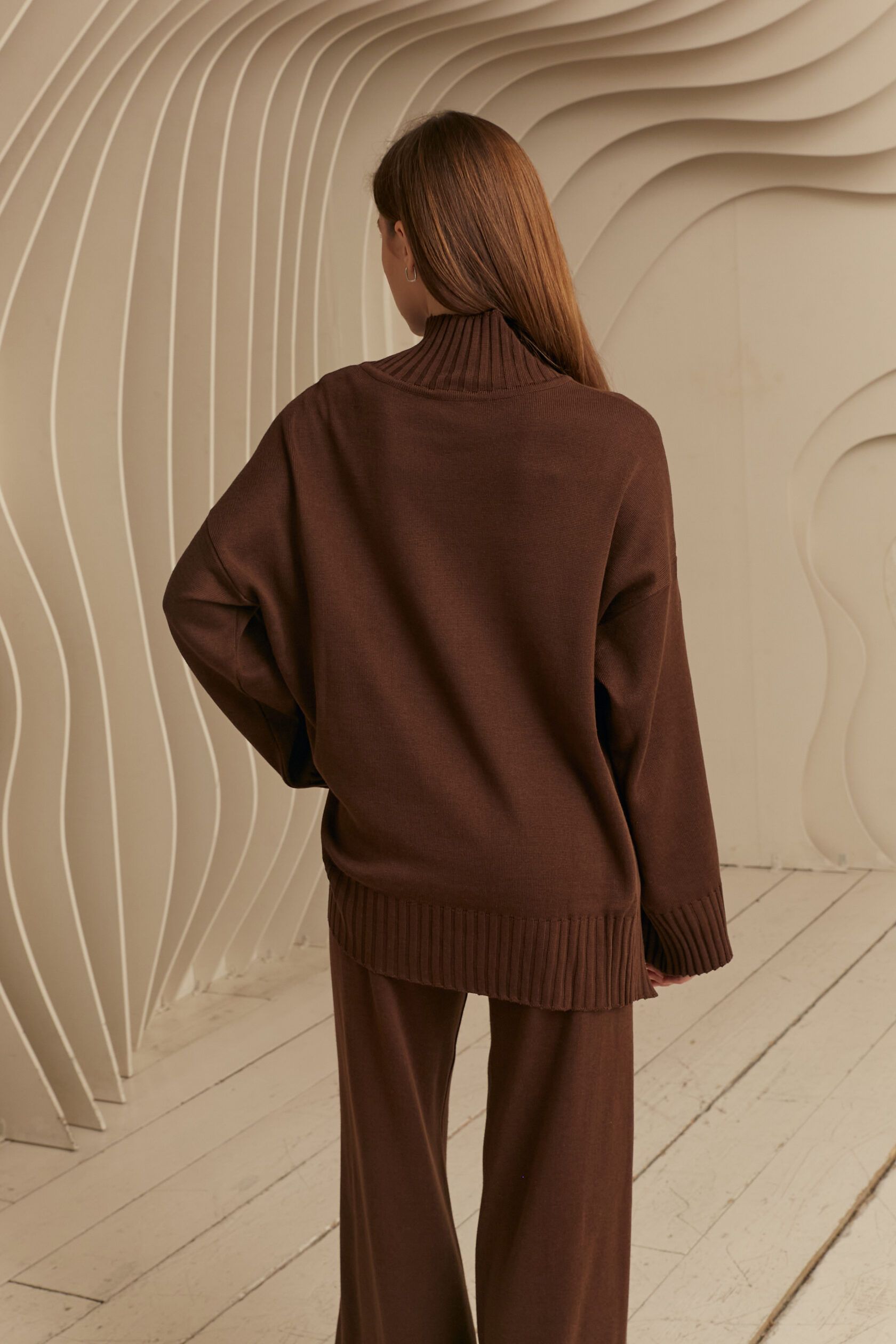 Брюки трикотаж шоколад M-L