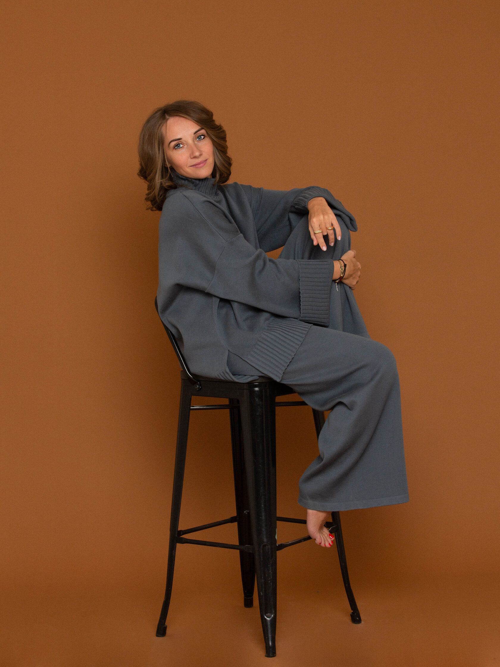 Брюки трикотаж графит M-L