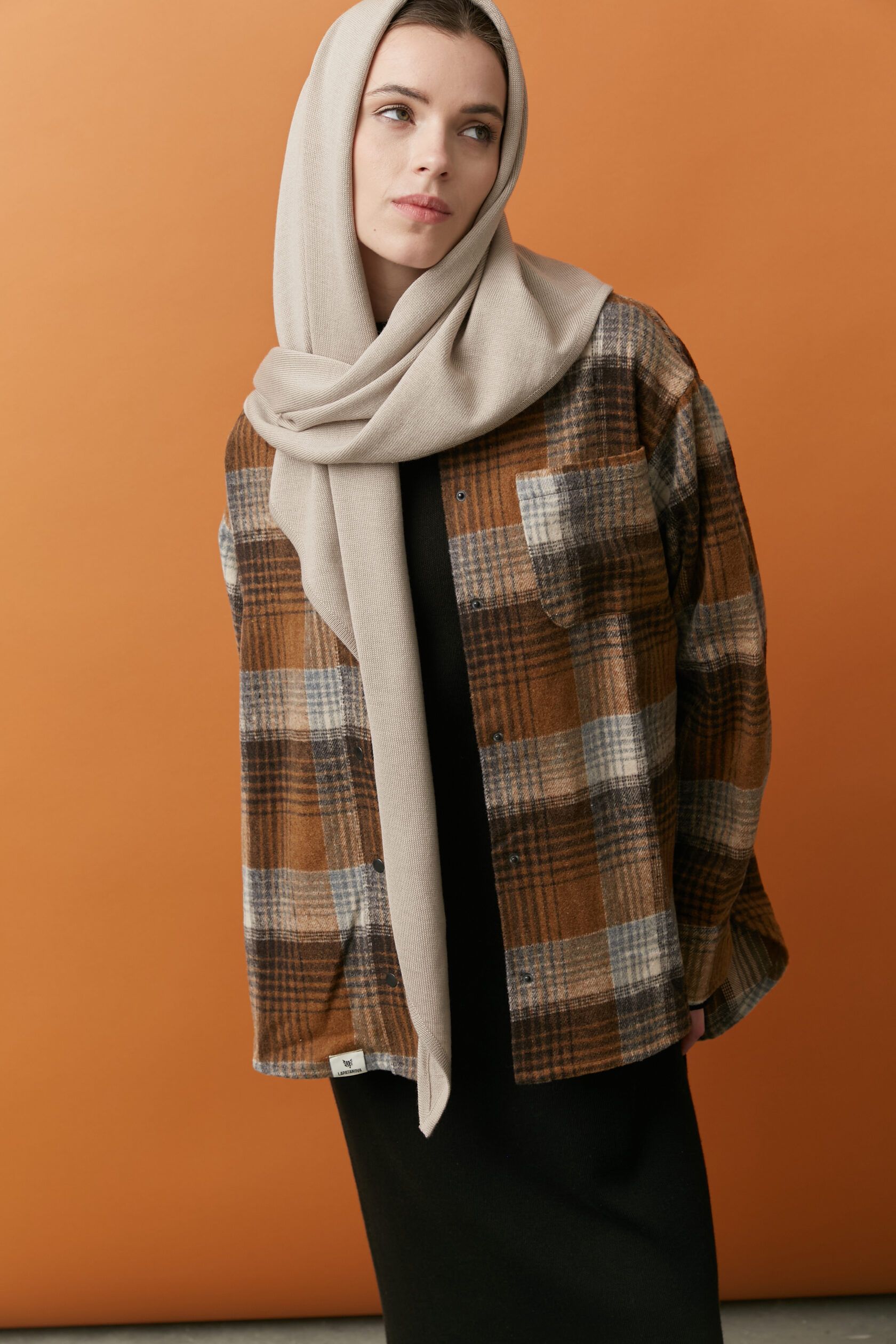 Рубашка женская oversize фланель клетка ириска S-M