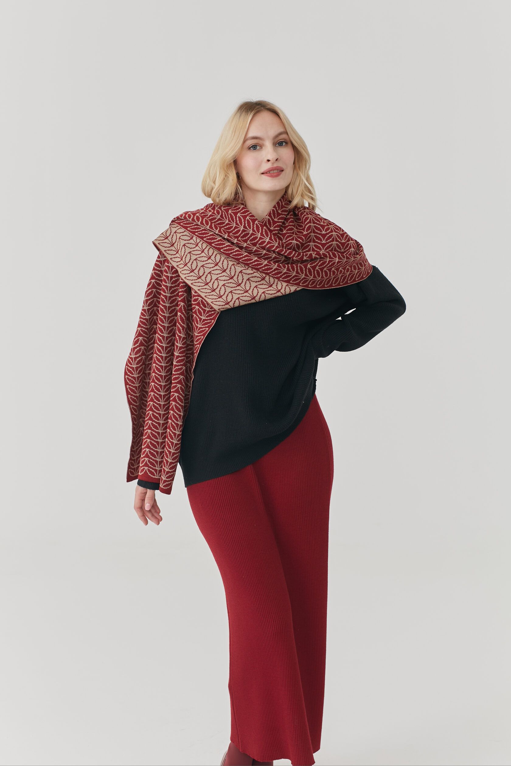 Юбка трикотажная бургунди макси one size