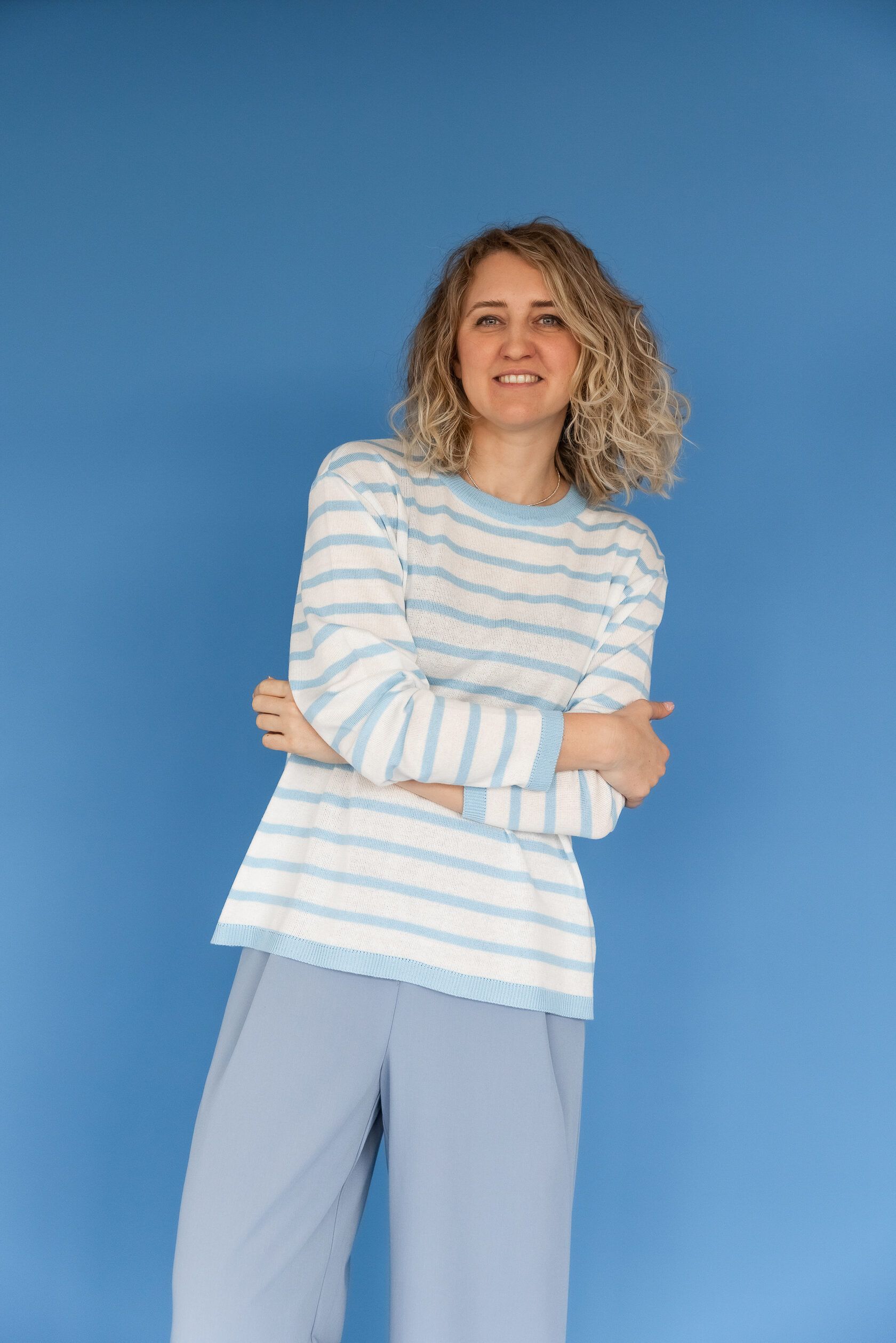 Тельняшка тонкая небесно-голубой L