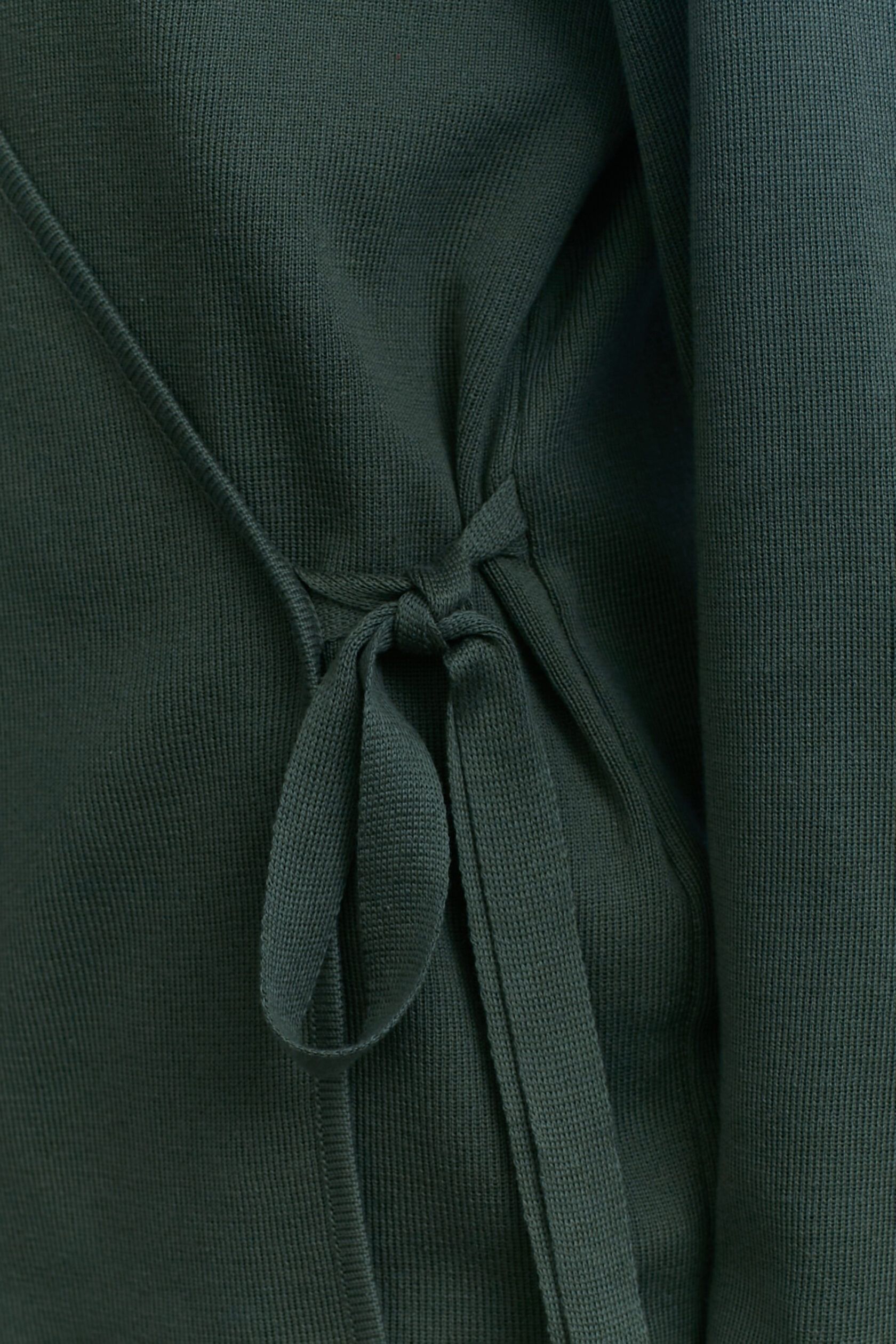 Кардиган трикотажный на завязках зеленая полынь S-L