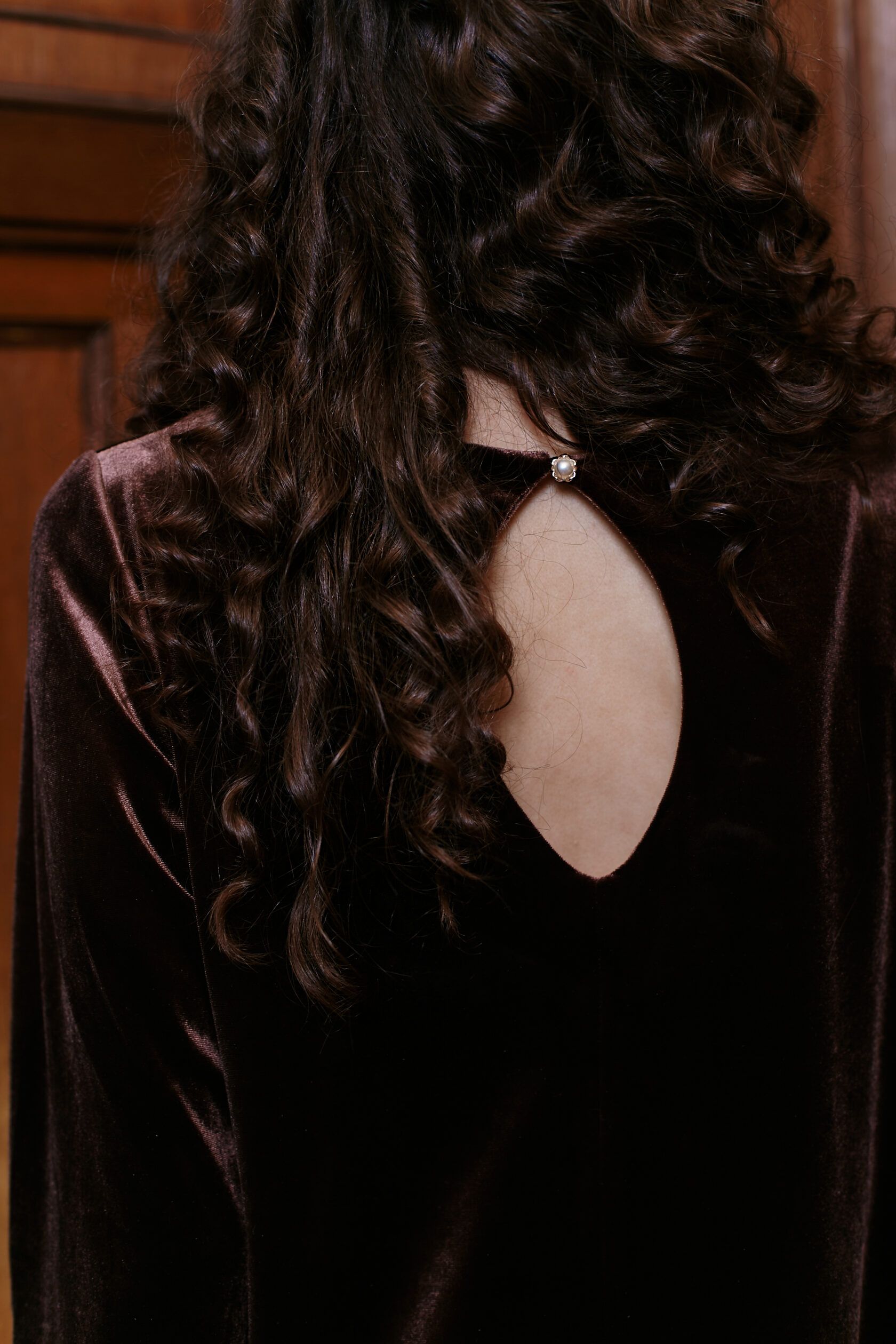 Платье Агата мини велюр шоколад M