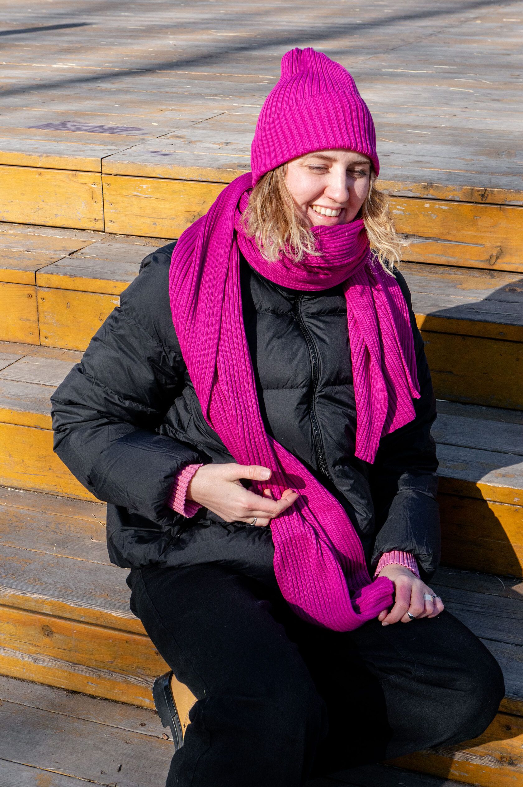 Шарф взрослый яркая фуксия S-L