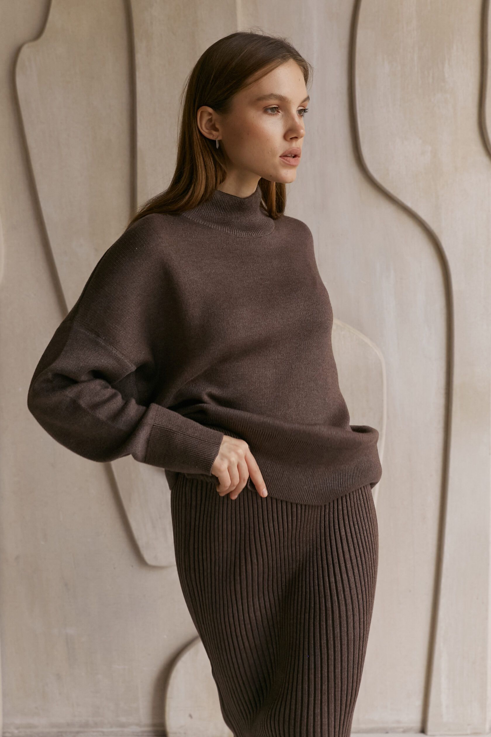 Юбка лапша тауп M-L