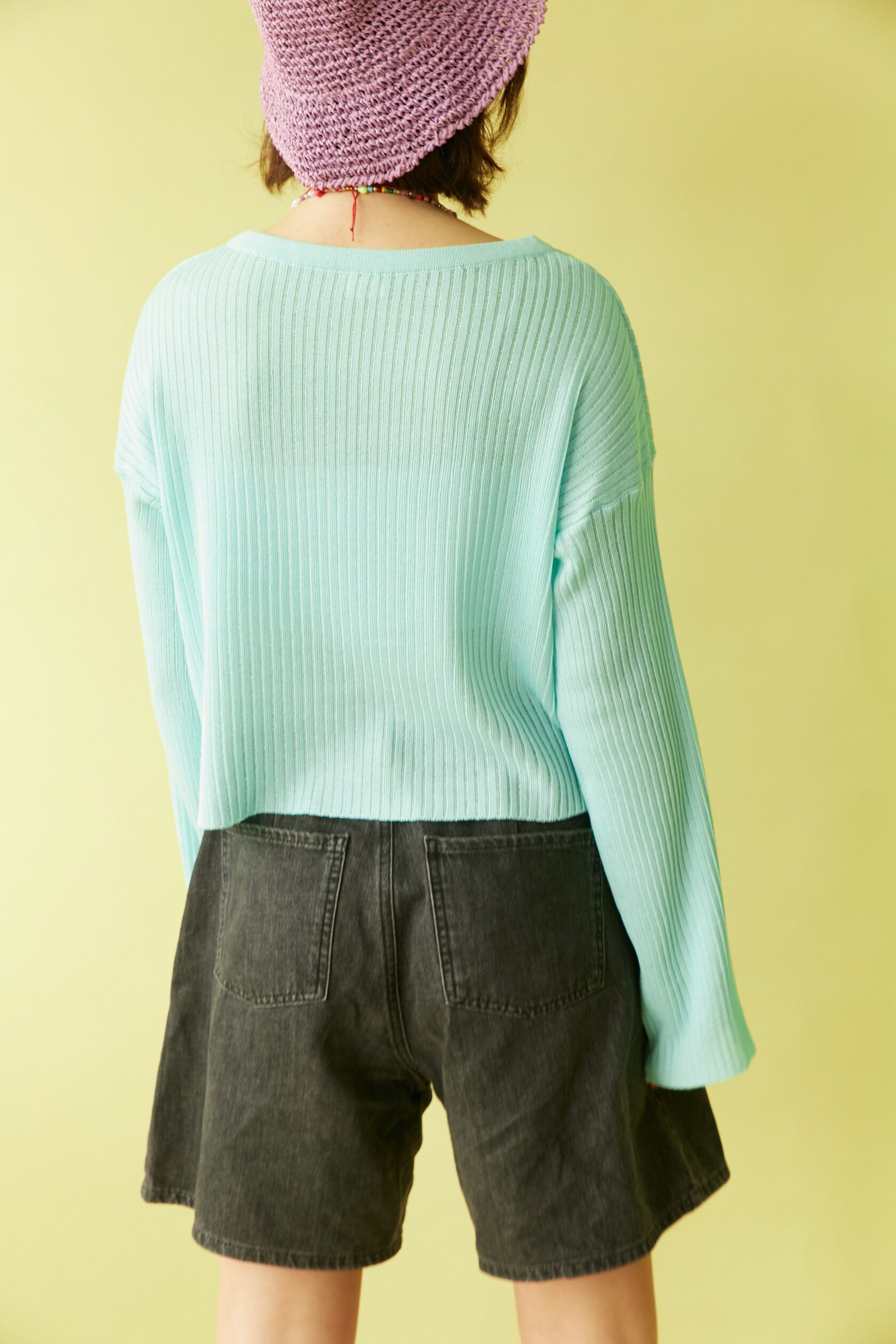 Джемпер в рубчик укороченный мята М-L