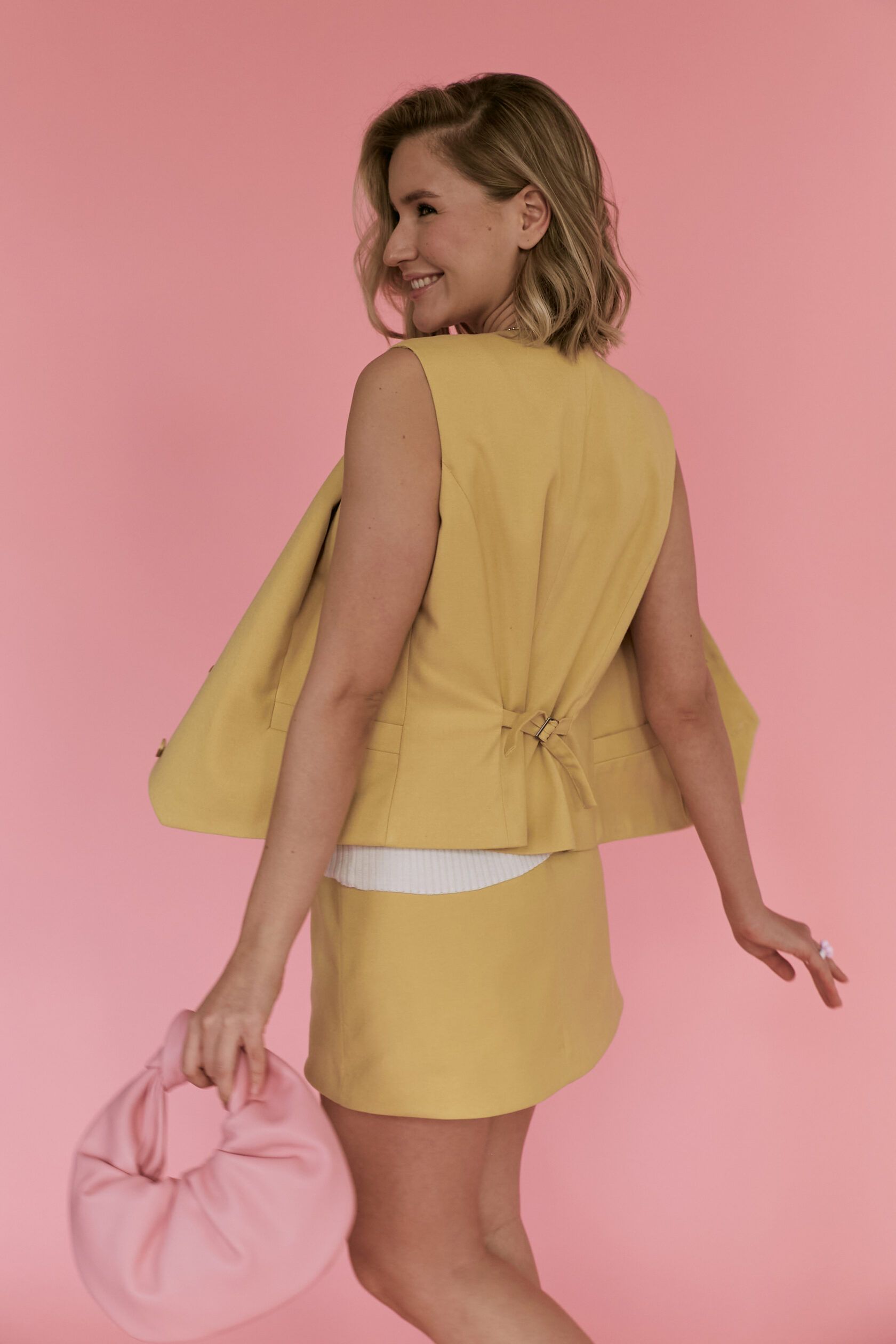 Юбка костюмная мини сливочно-желтый S