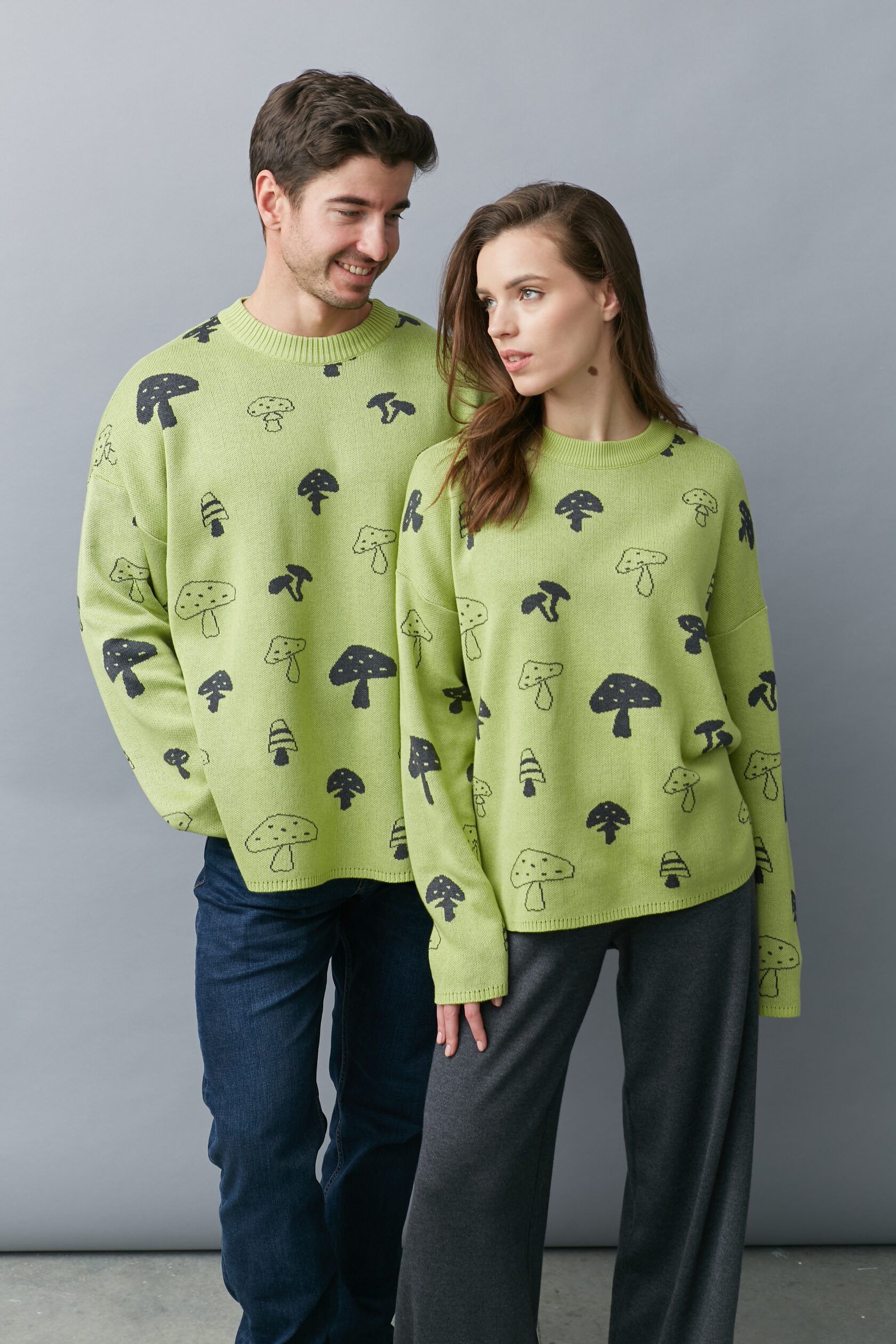 Джемпер мужской Грибочки лайм one size