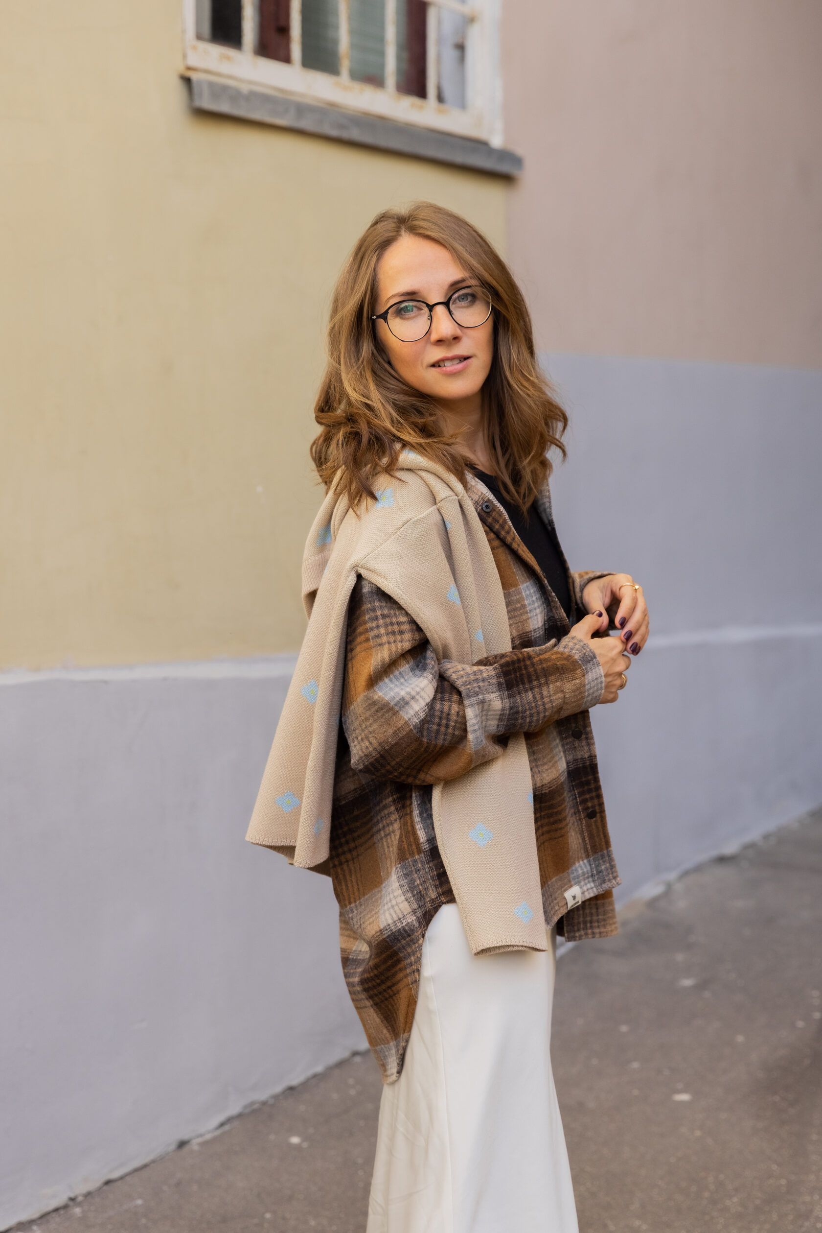 Рубашка женская oversize фланель клетка ириска S-M