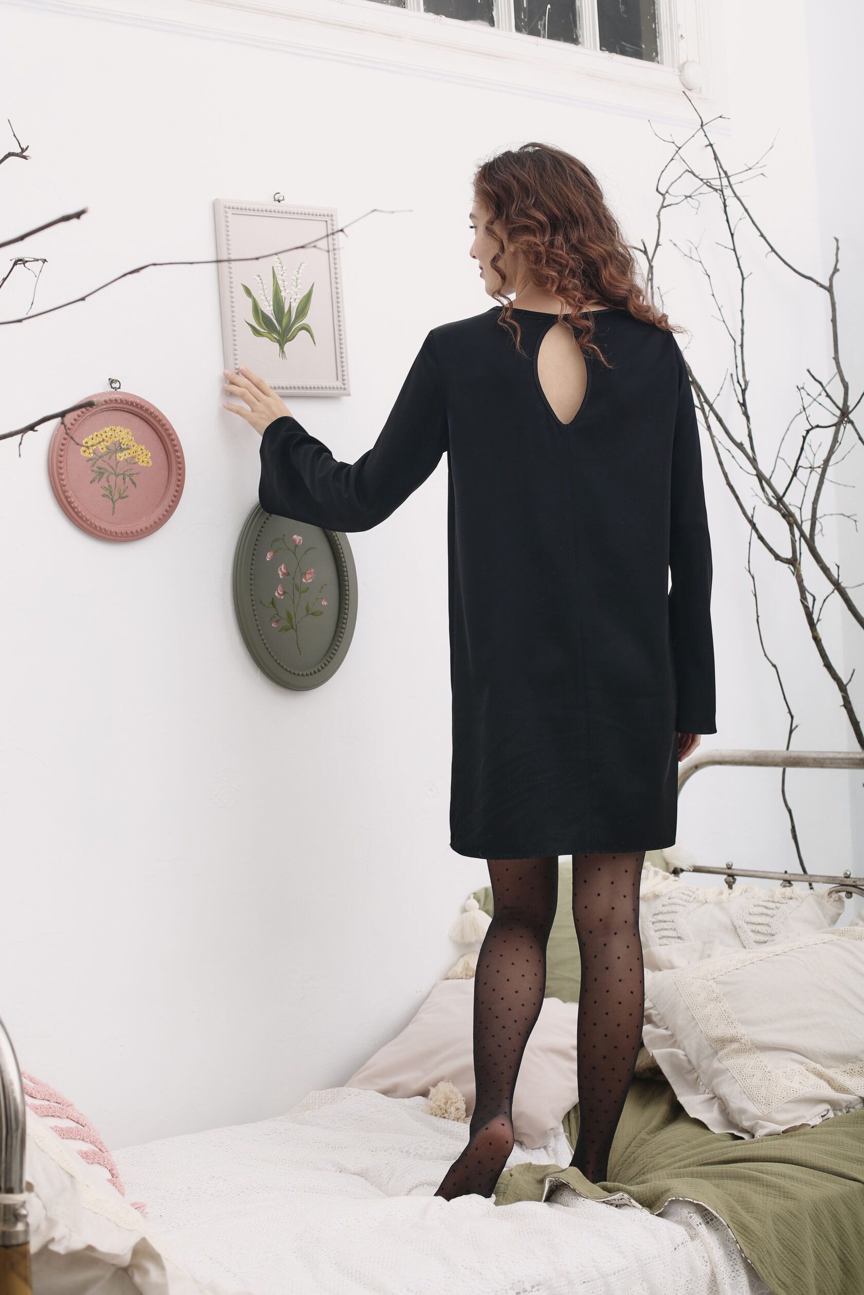 Платье Агата мини искусственный шелк черный M