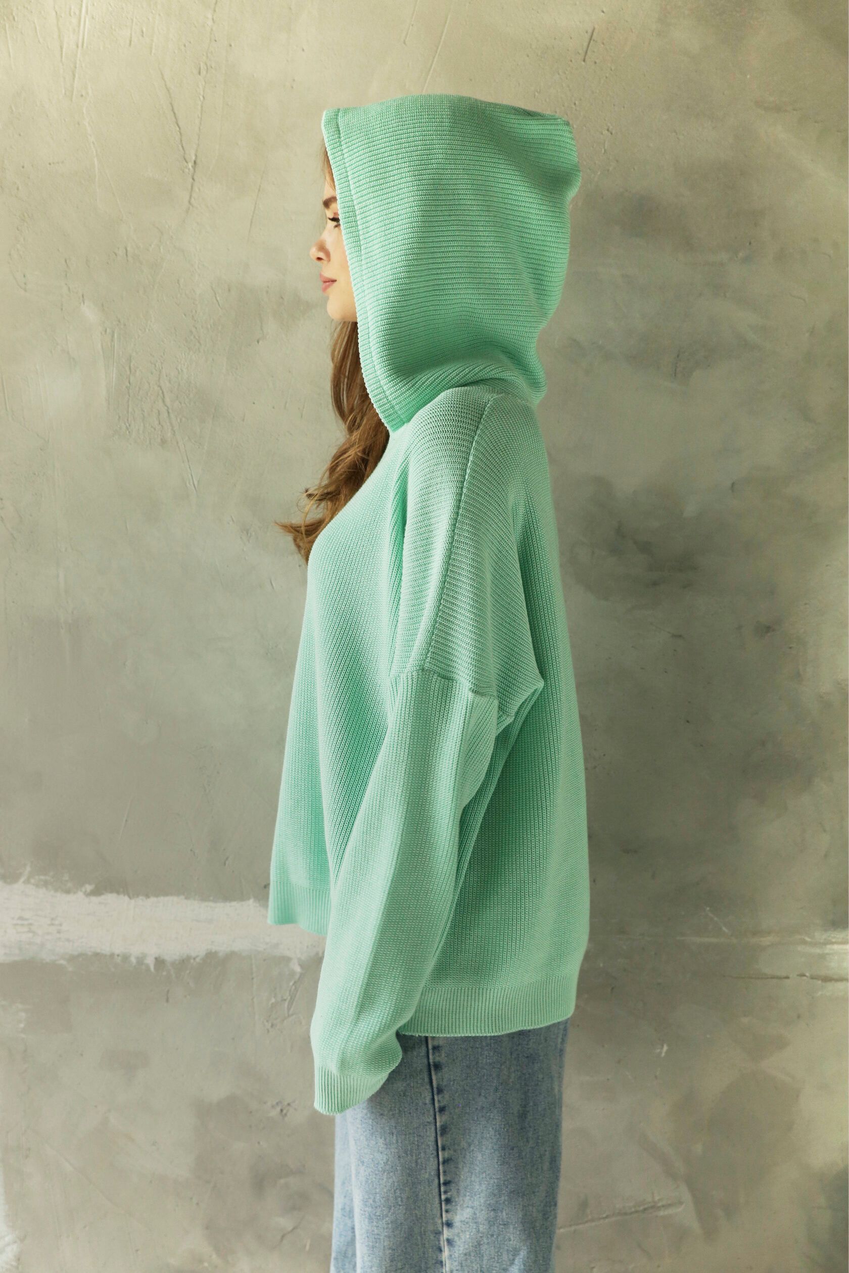 Худи женское с капюшоном мята one size