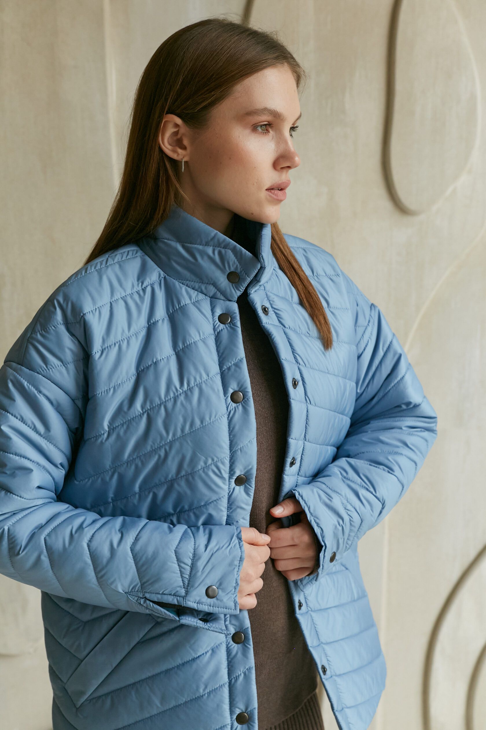 Куртка стеганая женская голубой S