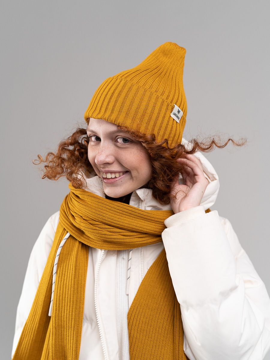 Шапка взрослая горчица S-L