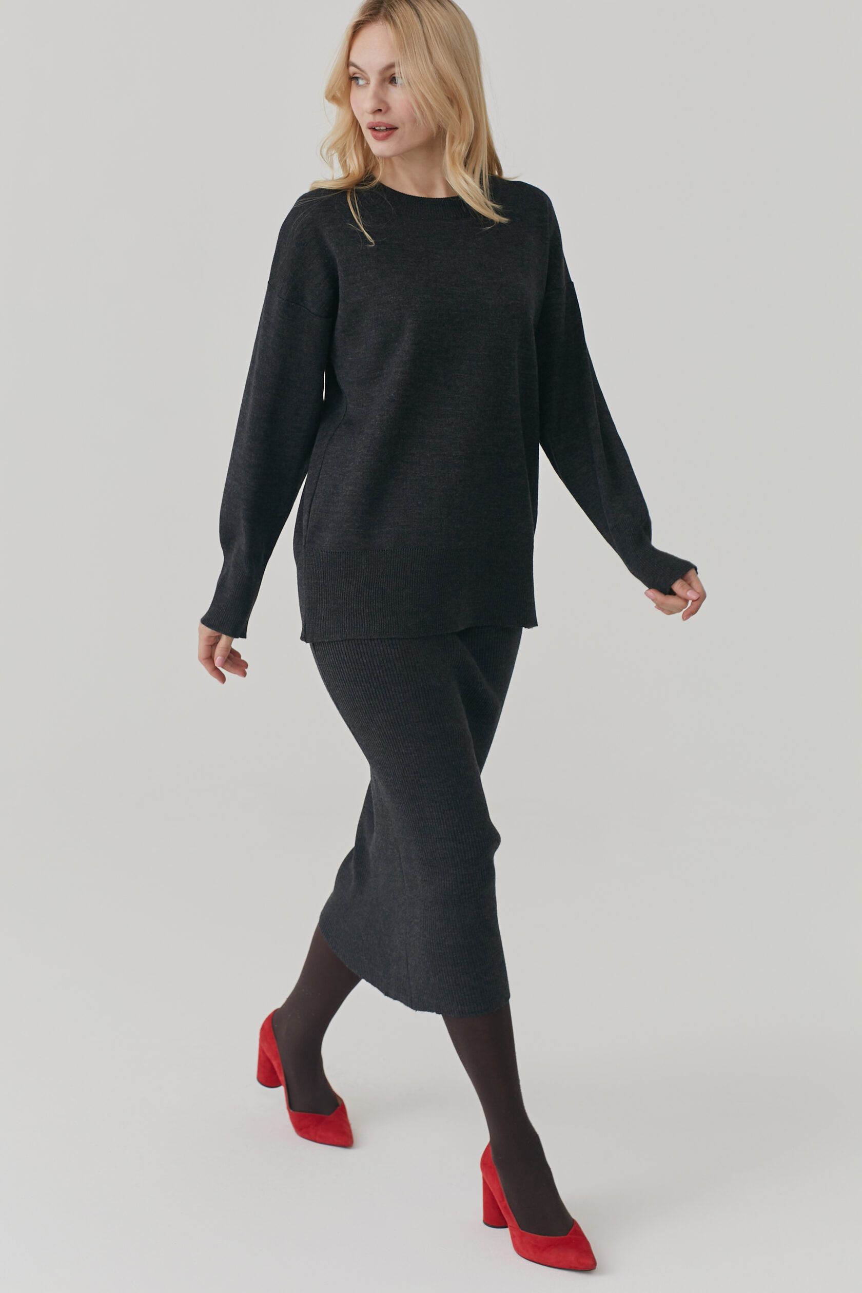 Юбка трикотажная маренго миди one size