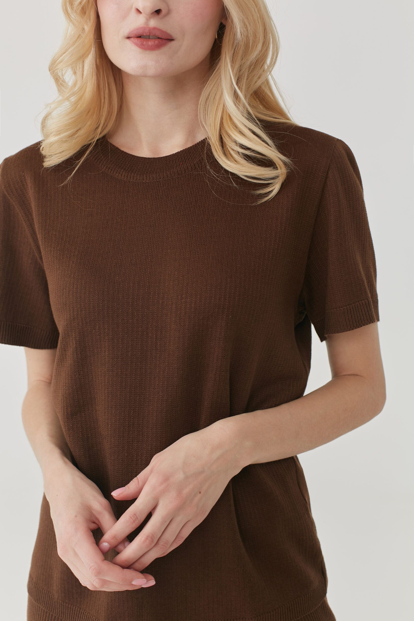 Футболка трикотажная косичка шоколад S-M