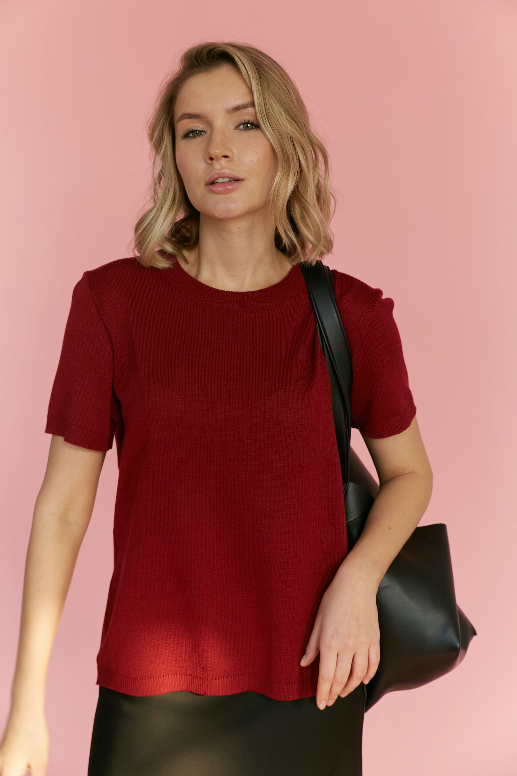 Футболка трикотажная косичка бургунди S-M