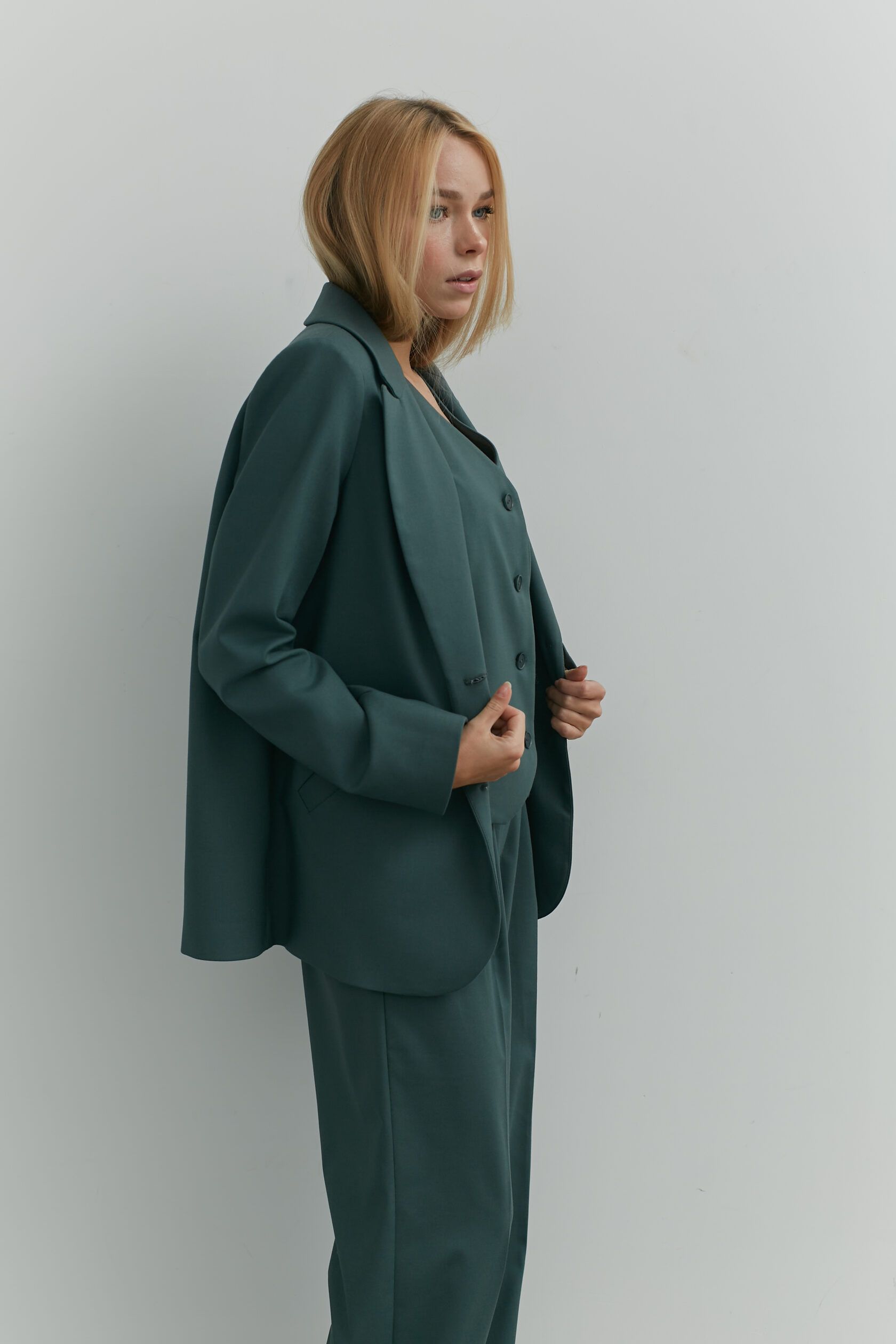 Жакет прямого кроя с карманами эвкалипт S