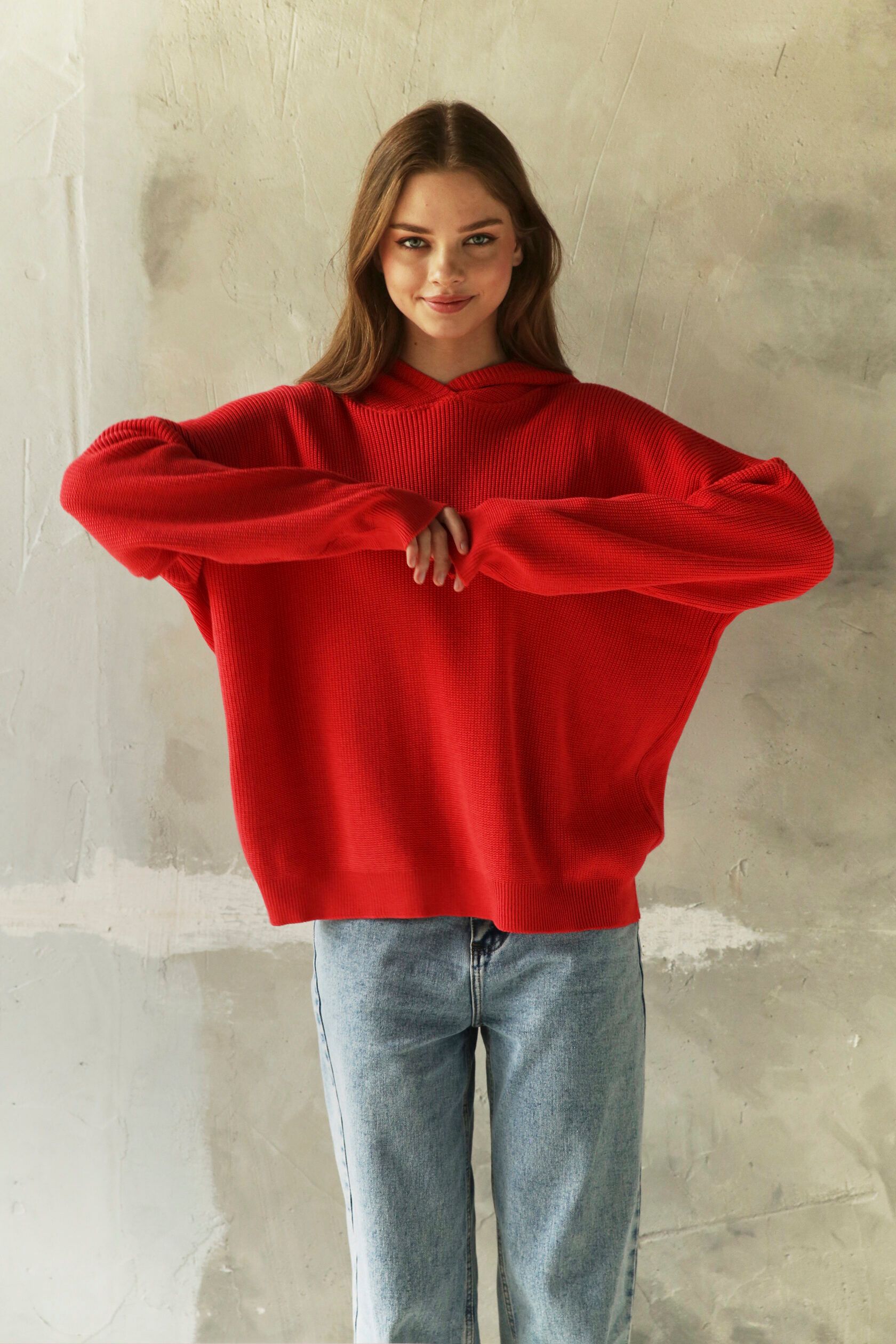 Худи женское с капюшоном коралл one size