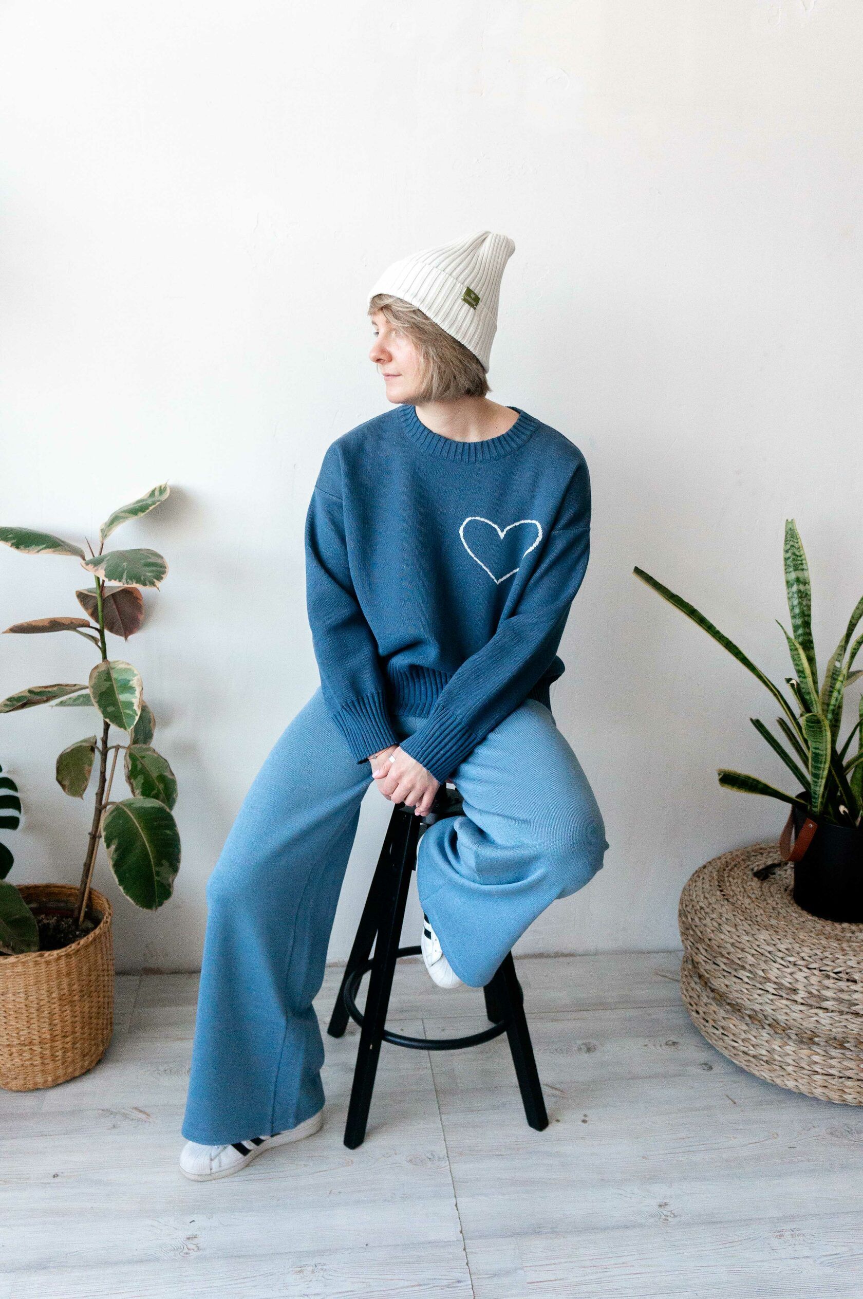 Брюки трикотаж голубой XS-S