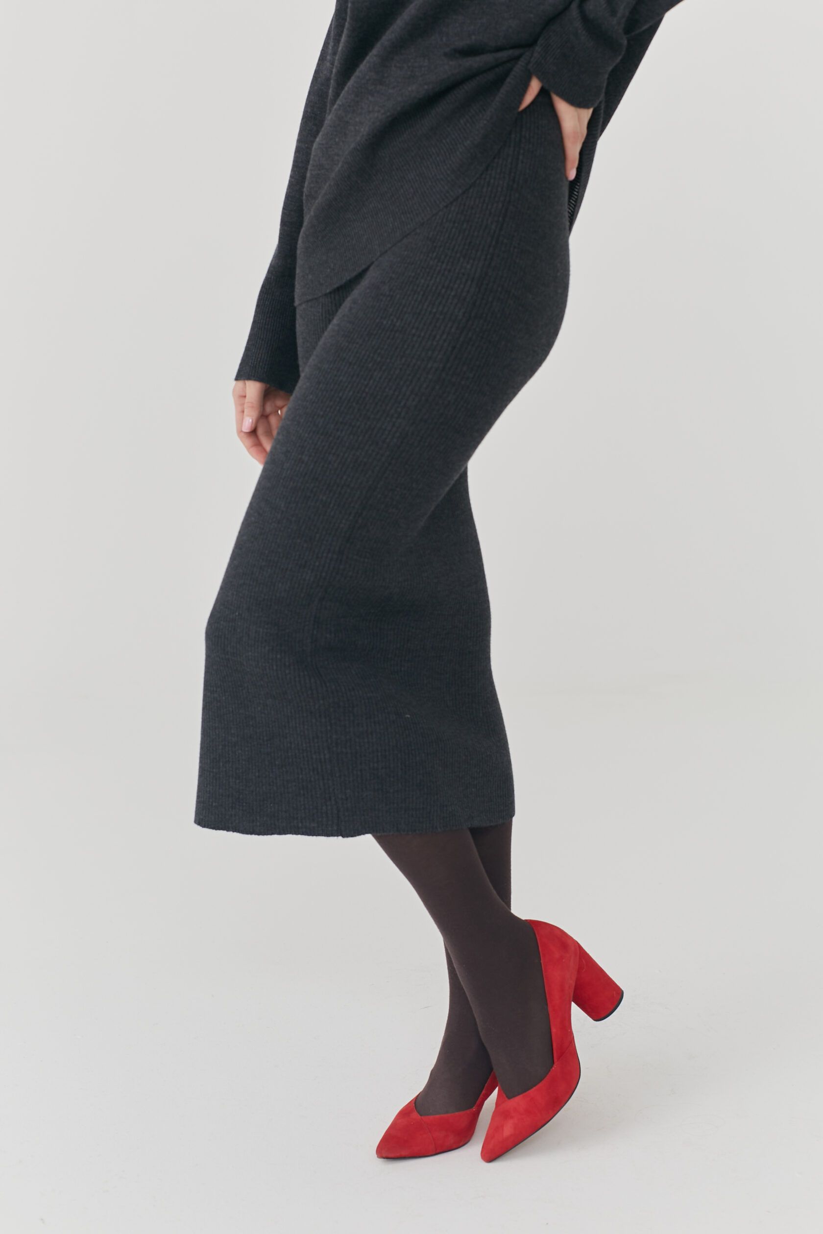 Юбка трикотажная маренго миди one size