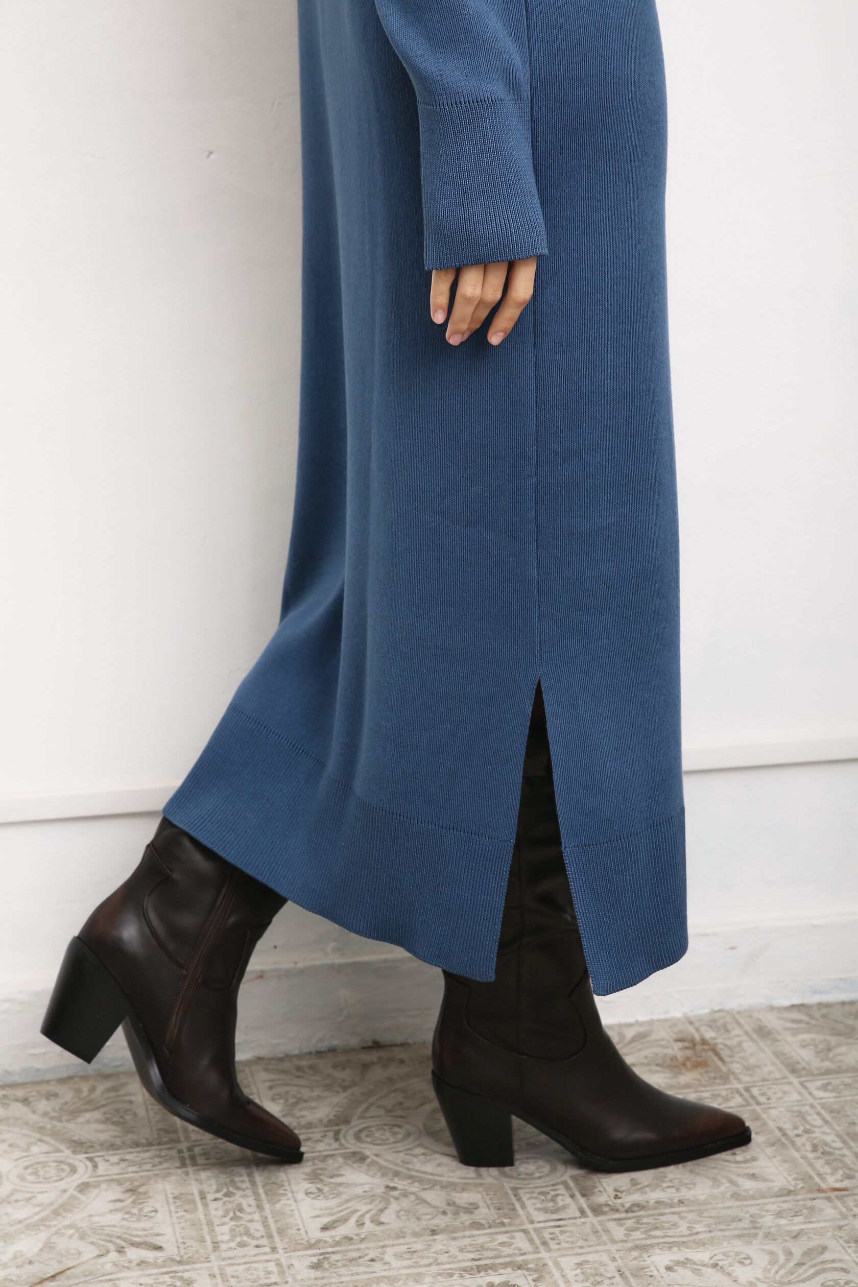 Платье интерлок макси джинс М-L