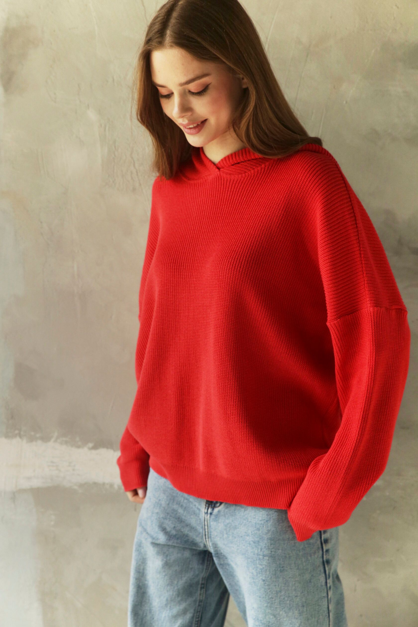 Худи женское с капюшоном коралл one size