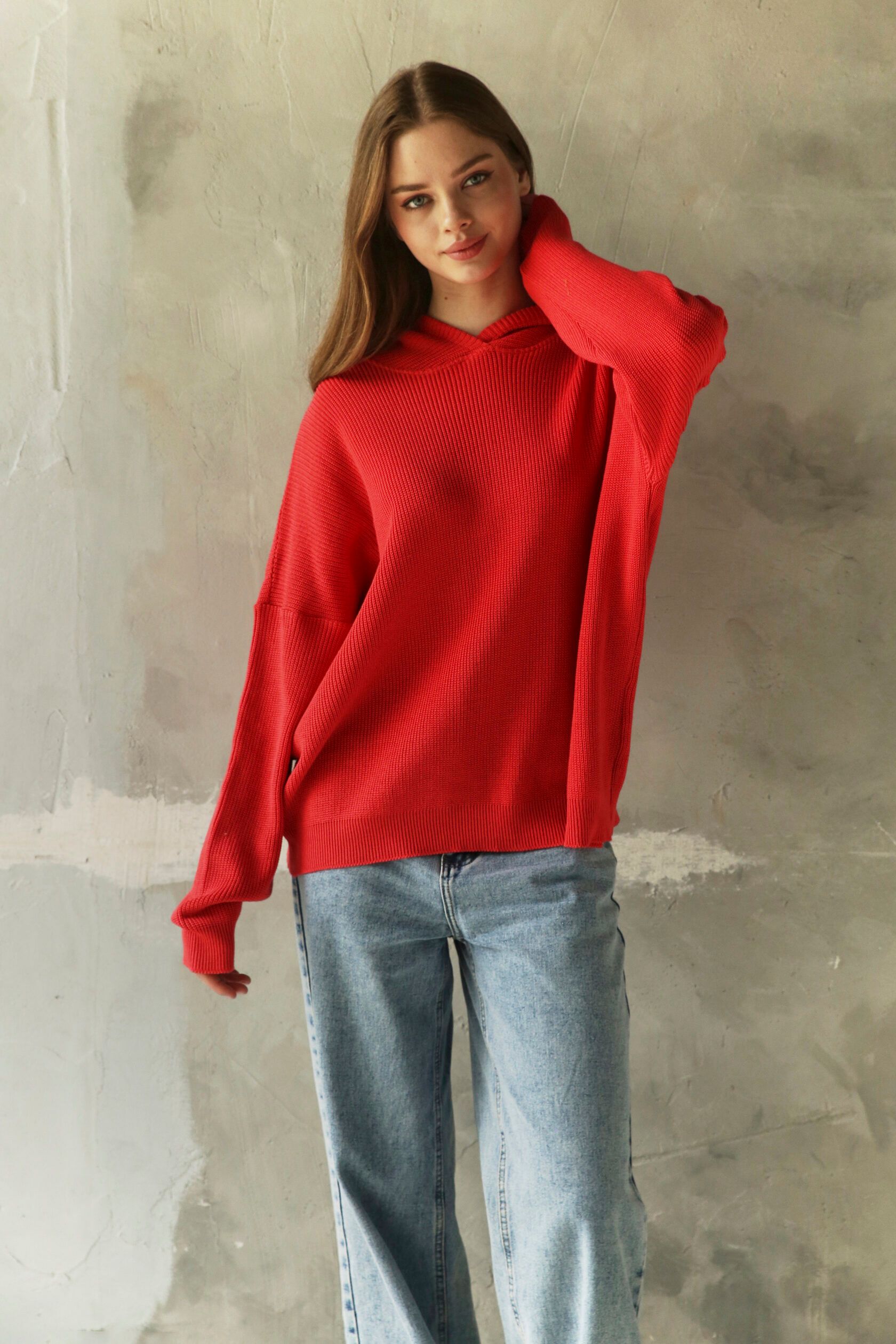 Худи женское с капюшоном коралл one size