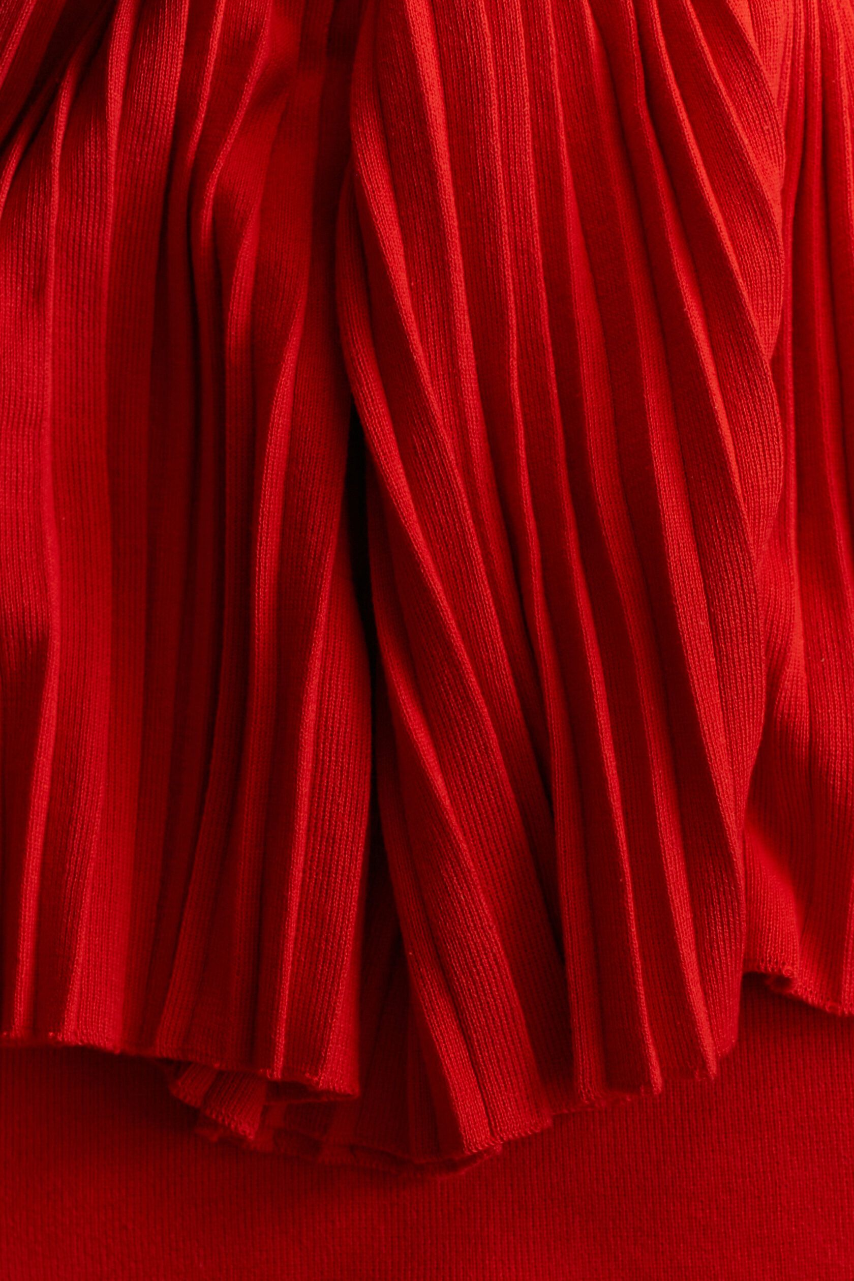 Юбка плиссе трикотажная мини алый M