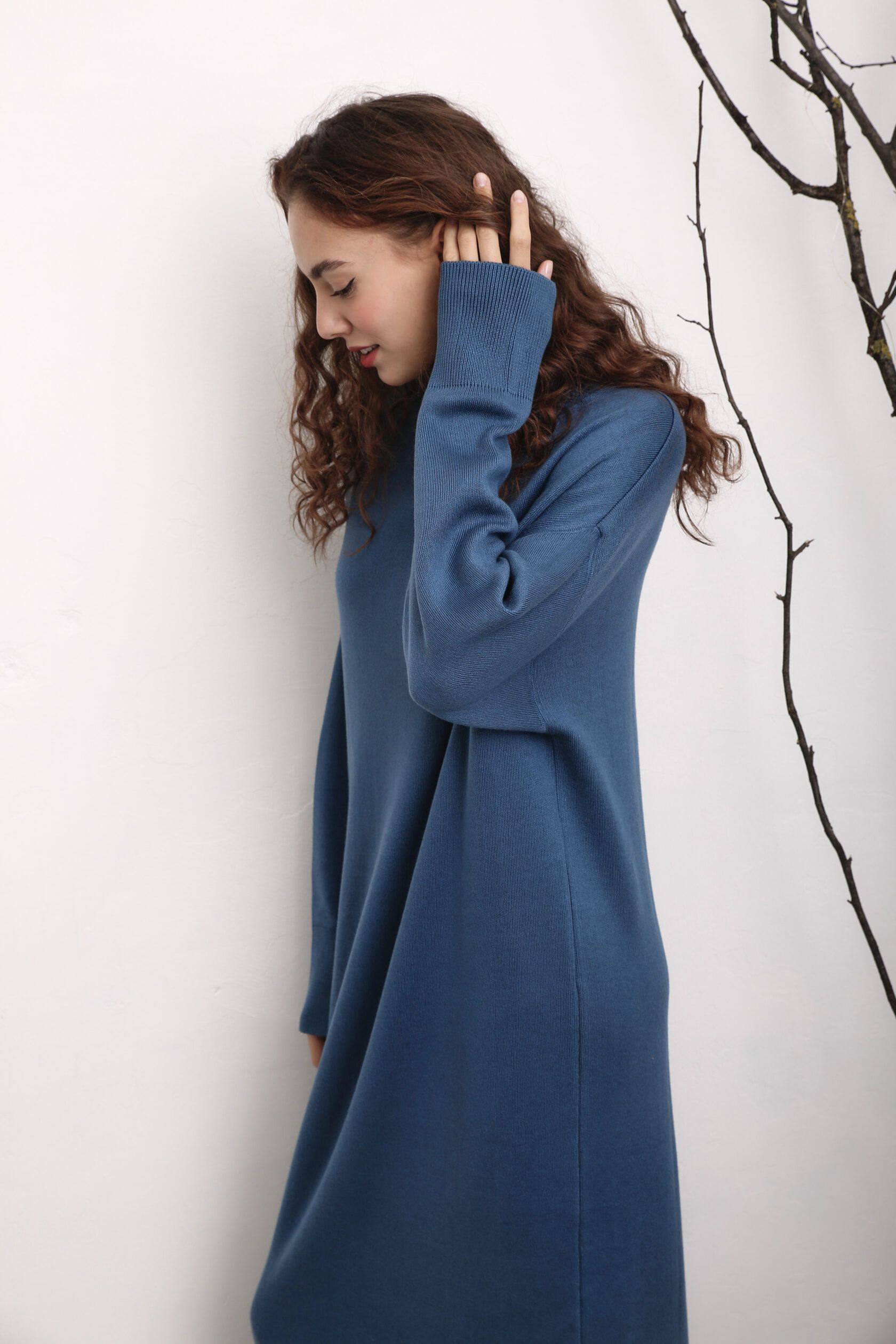 Платье интерлок макси джинс М-L