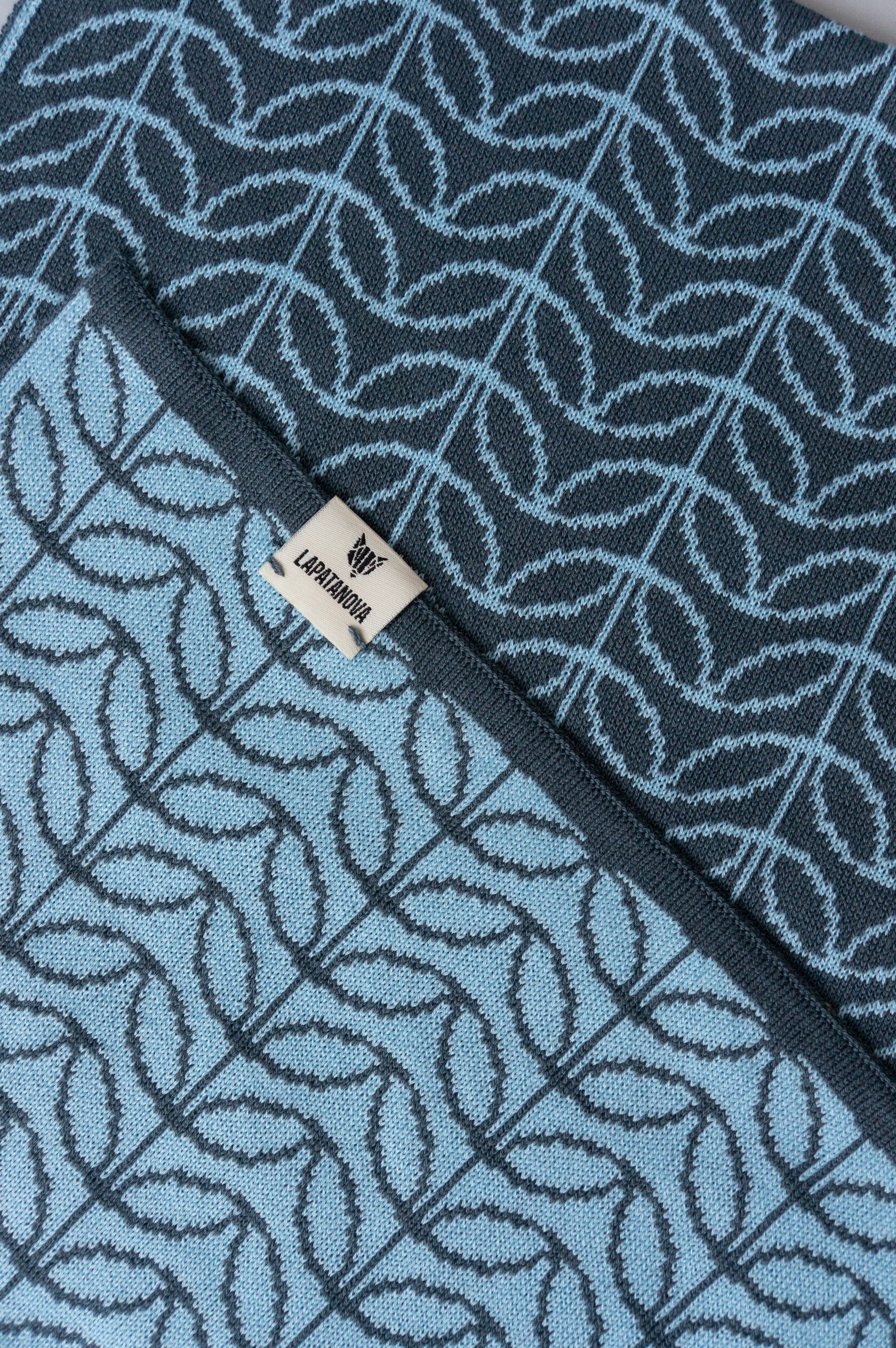 Шарф взрослый Листочки графит-байкал one size