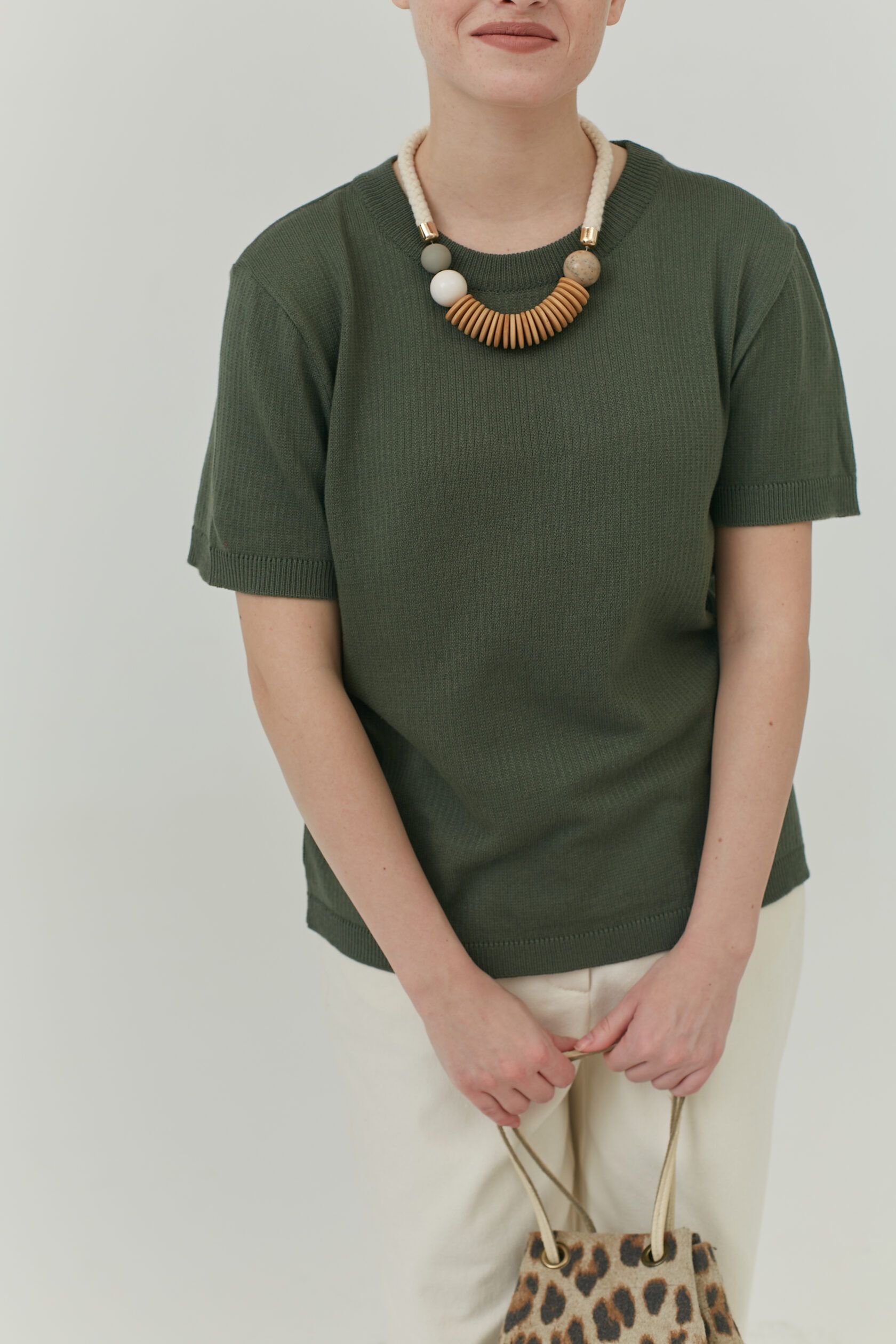 Футболка трикотажная косичка полынь S-L