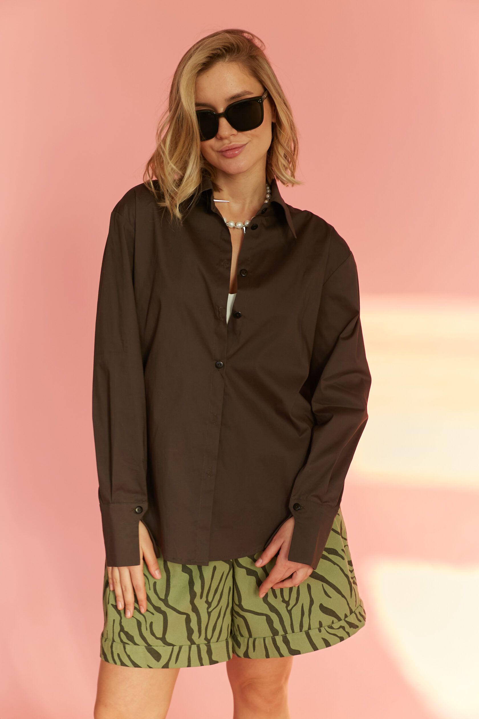 Рубашка хлопок трюфель S-L