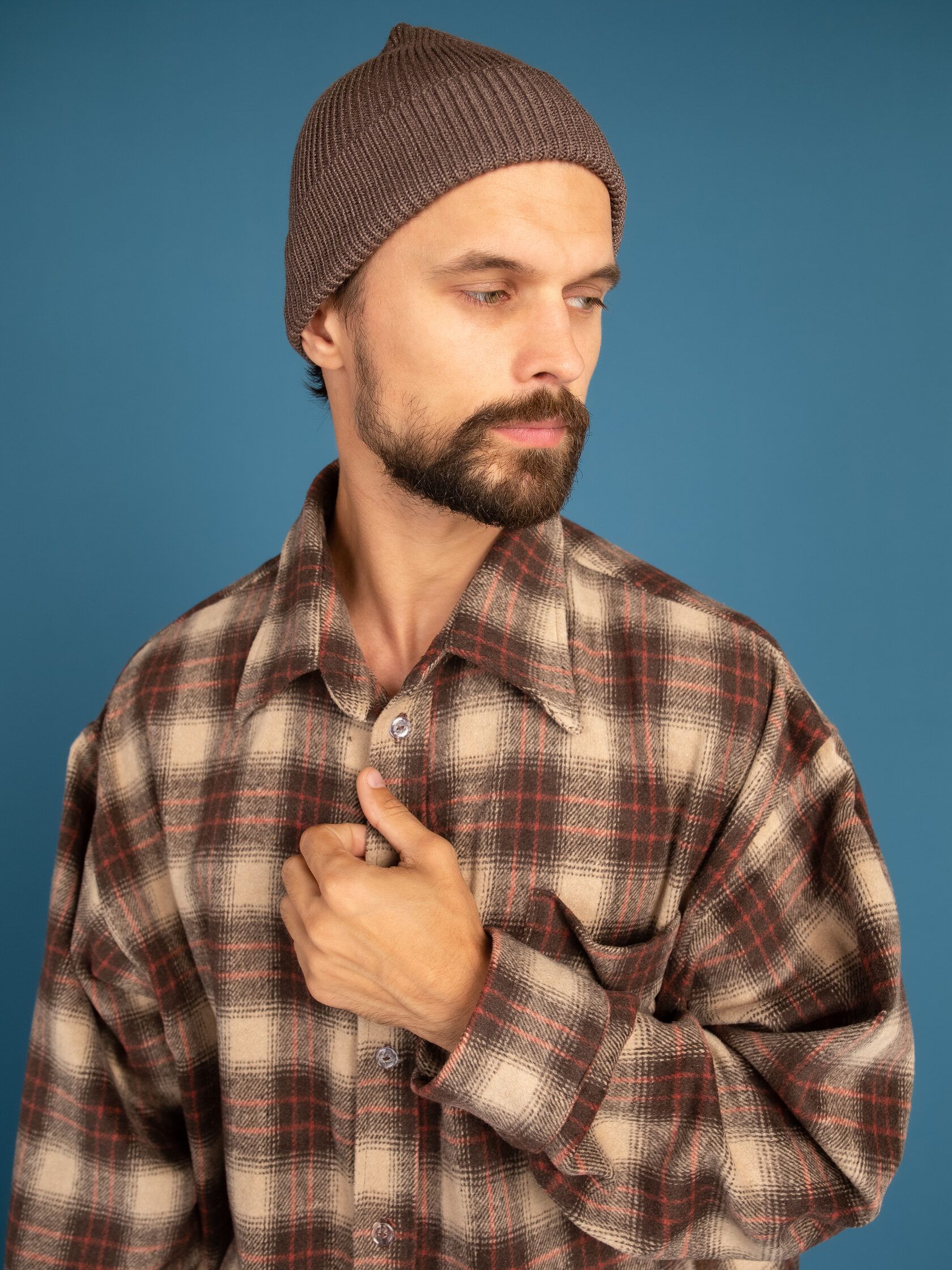 Шапка мужская бини коричневый 54-60